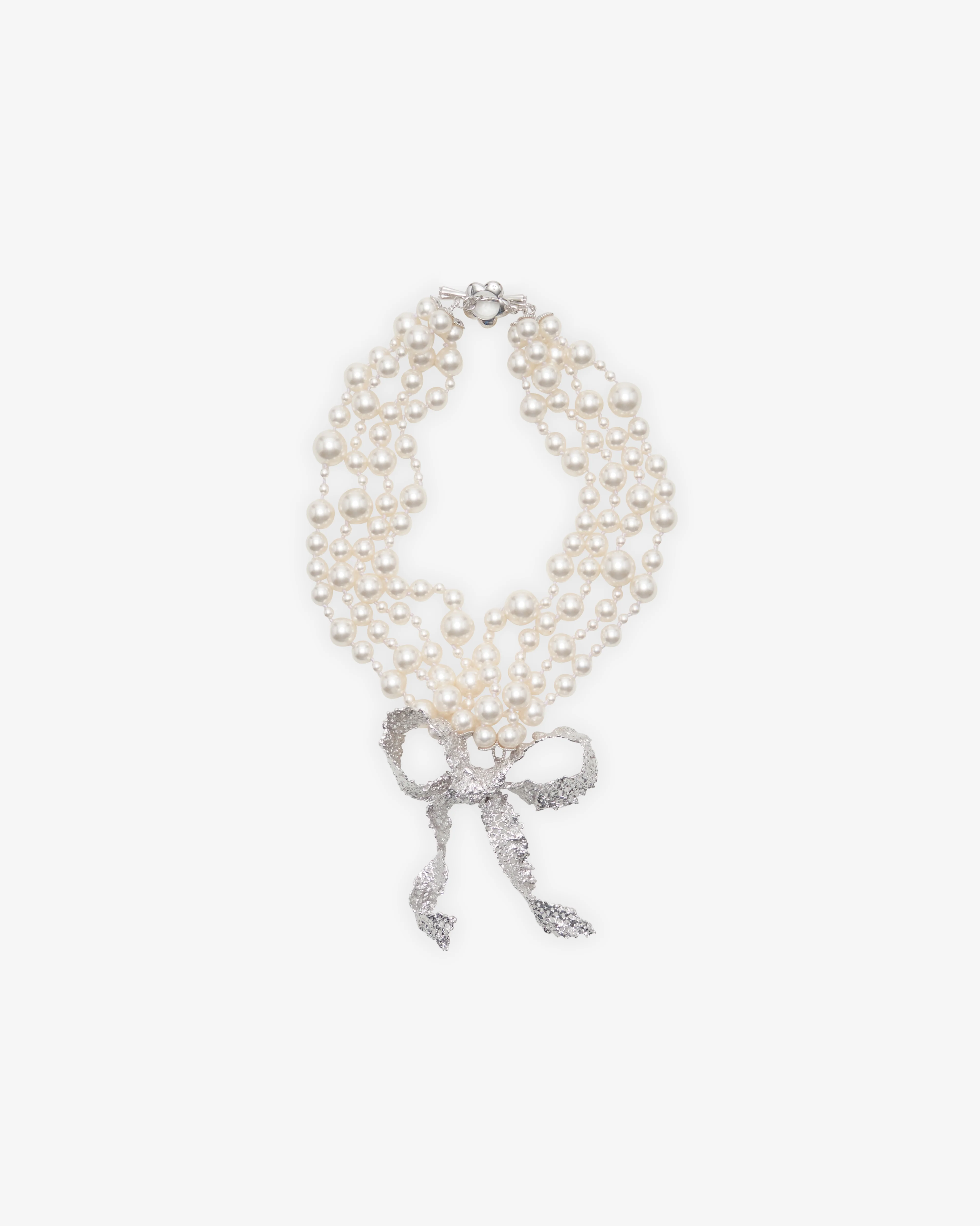 ShuShu/Tong - Women's YVMIN Lace Bowknot Pearl Necklace - (Silver)