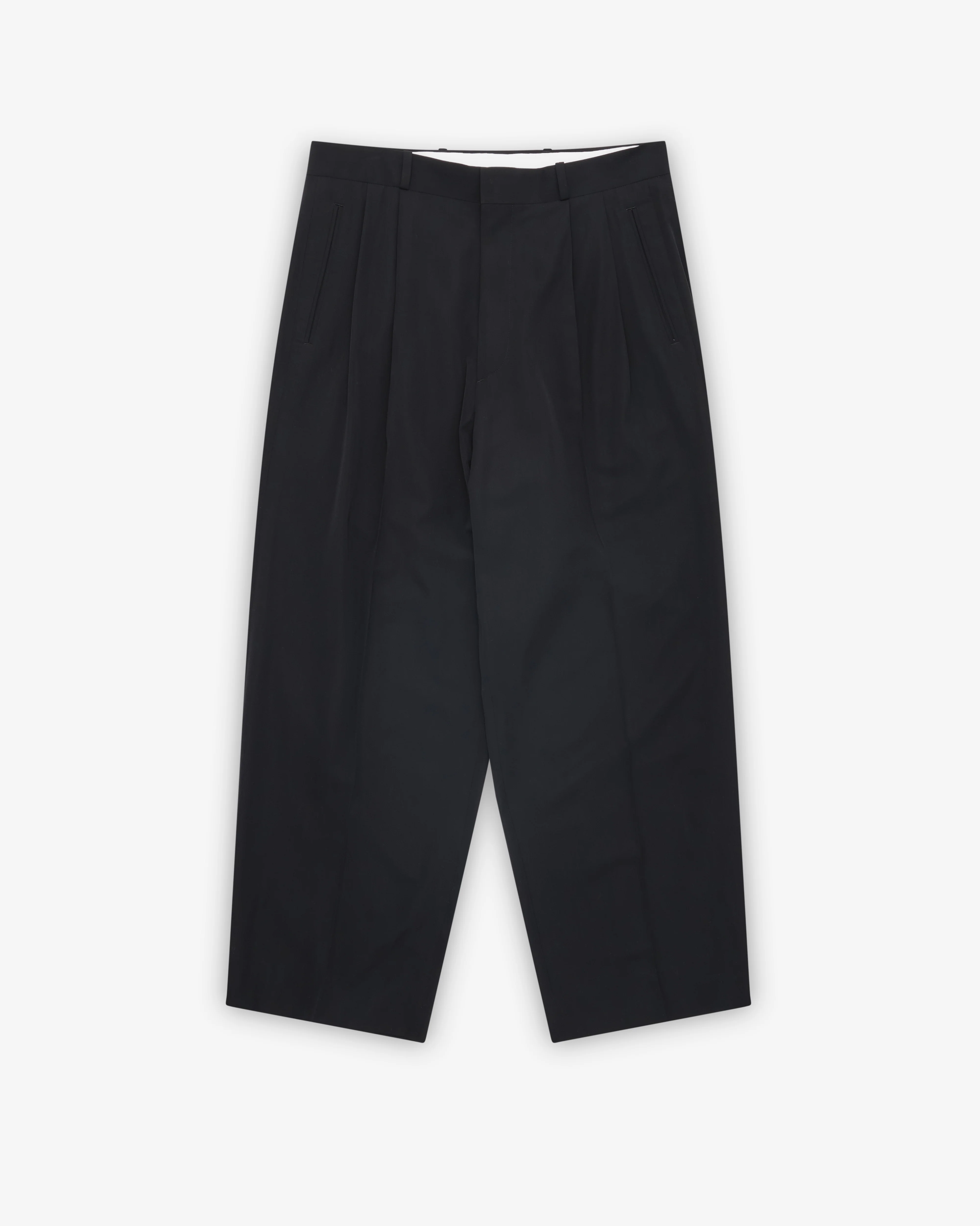 A.Presse - Men's Wool Rayon Wide Trousers - (Black)