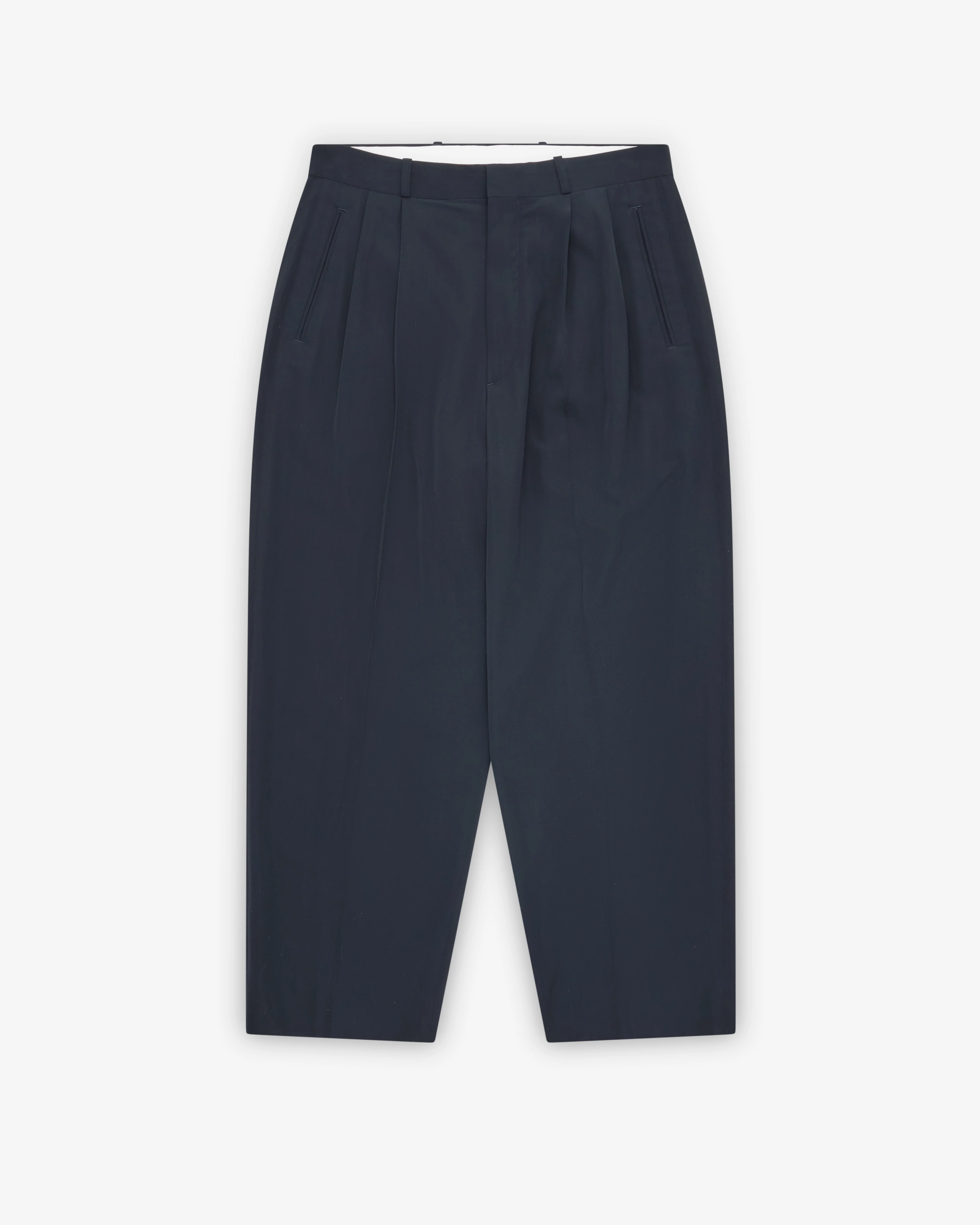 A.Presse - Men's Wool Rayon Wide Trousers - (Navy)