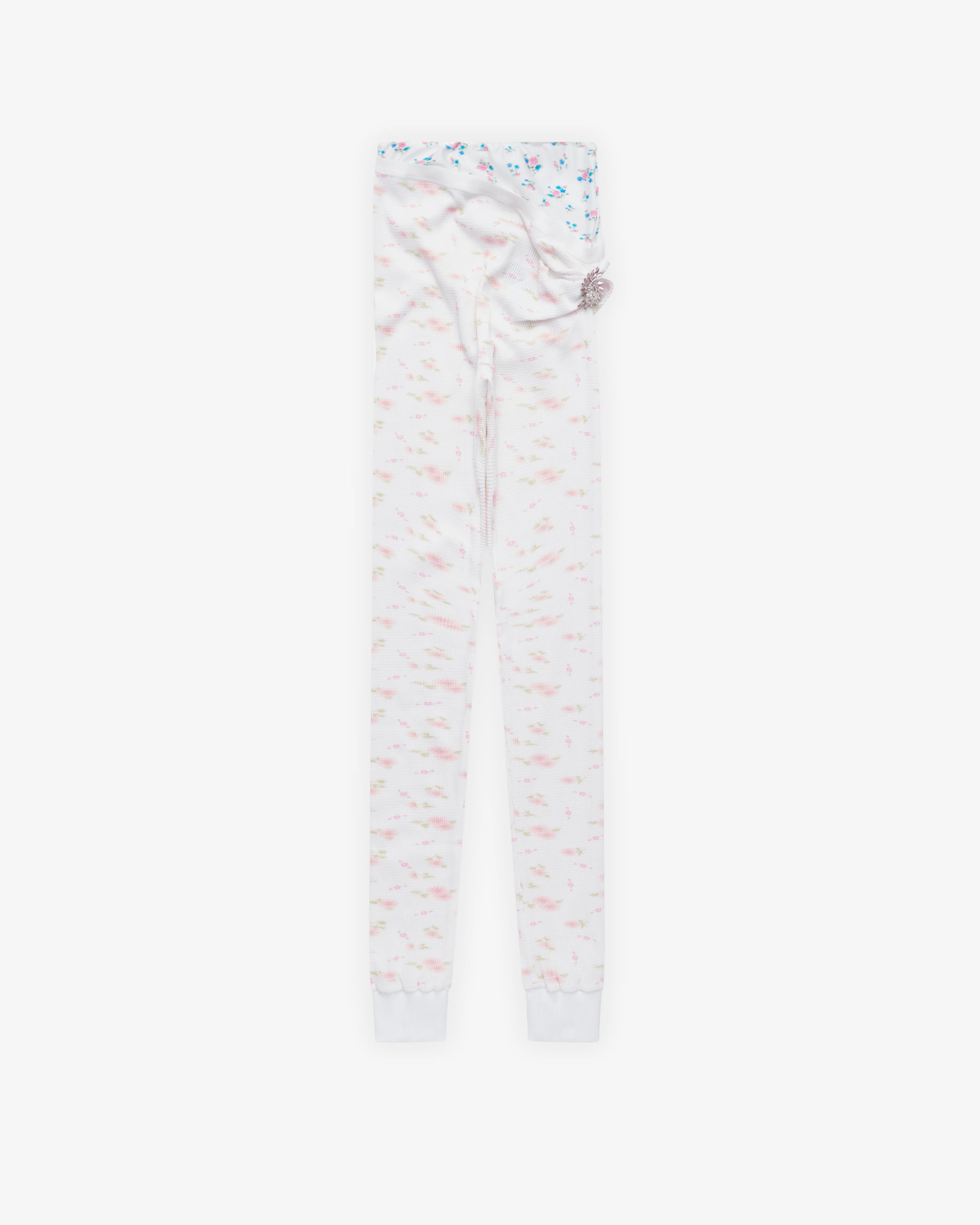 August Barron - Women's Pulled Down Leggings - (White/Floral)
