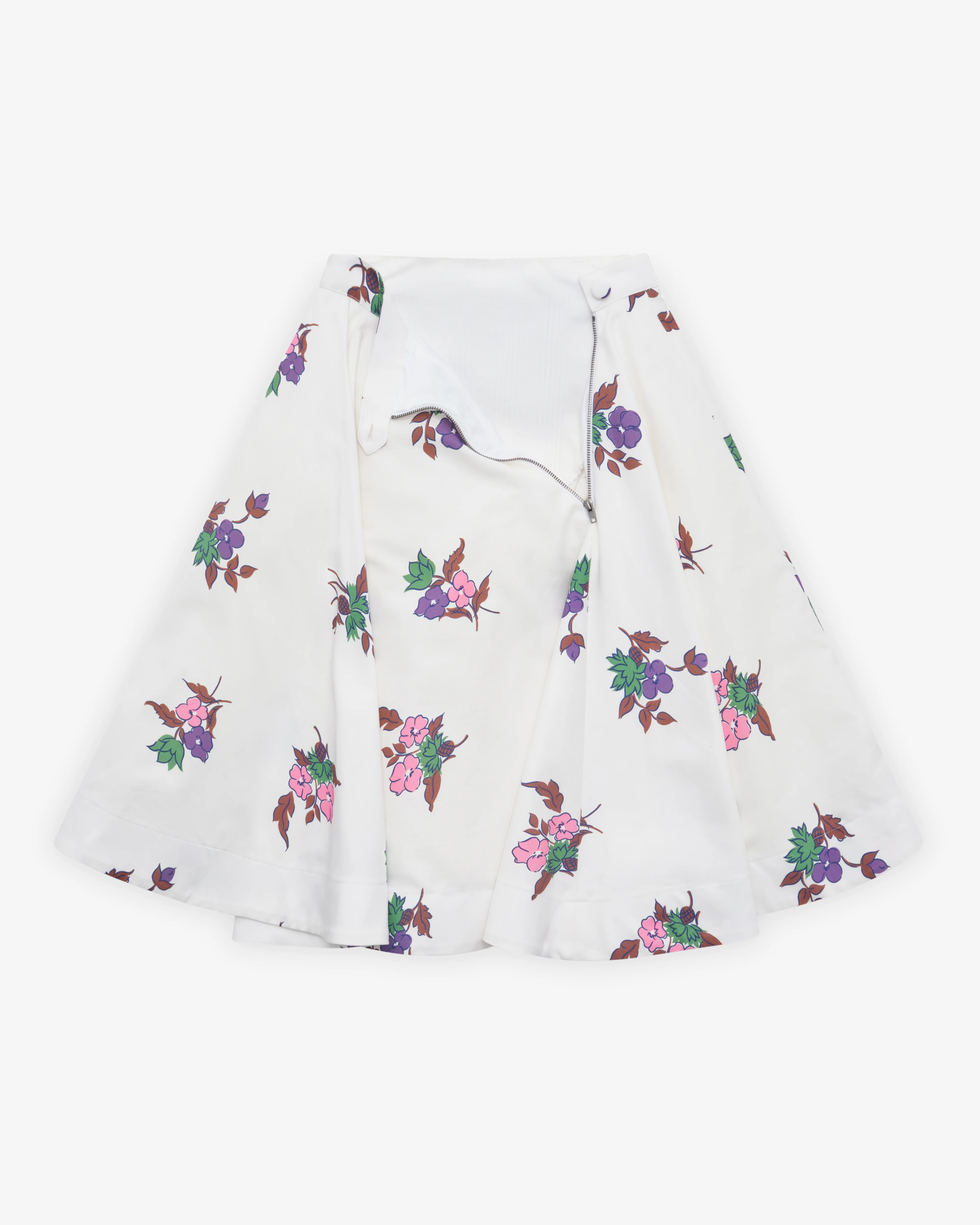 August Barron - Women's Unzipped Floral Circle Skirt - (White/Floral)