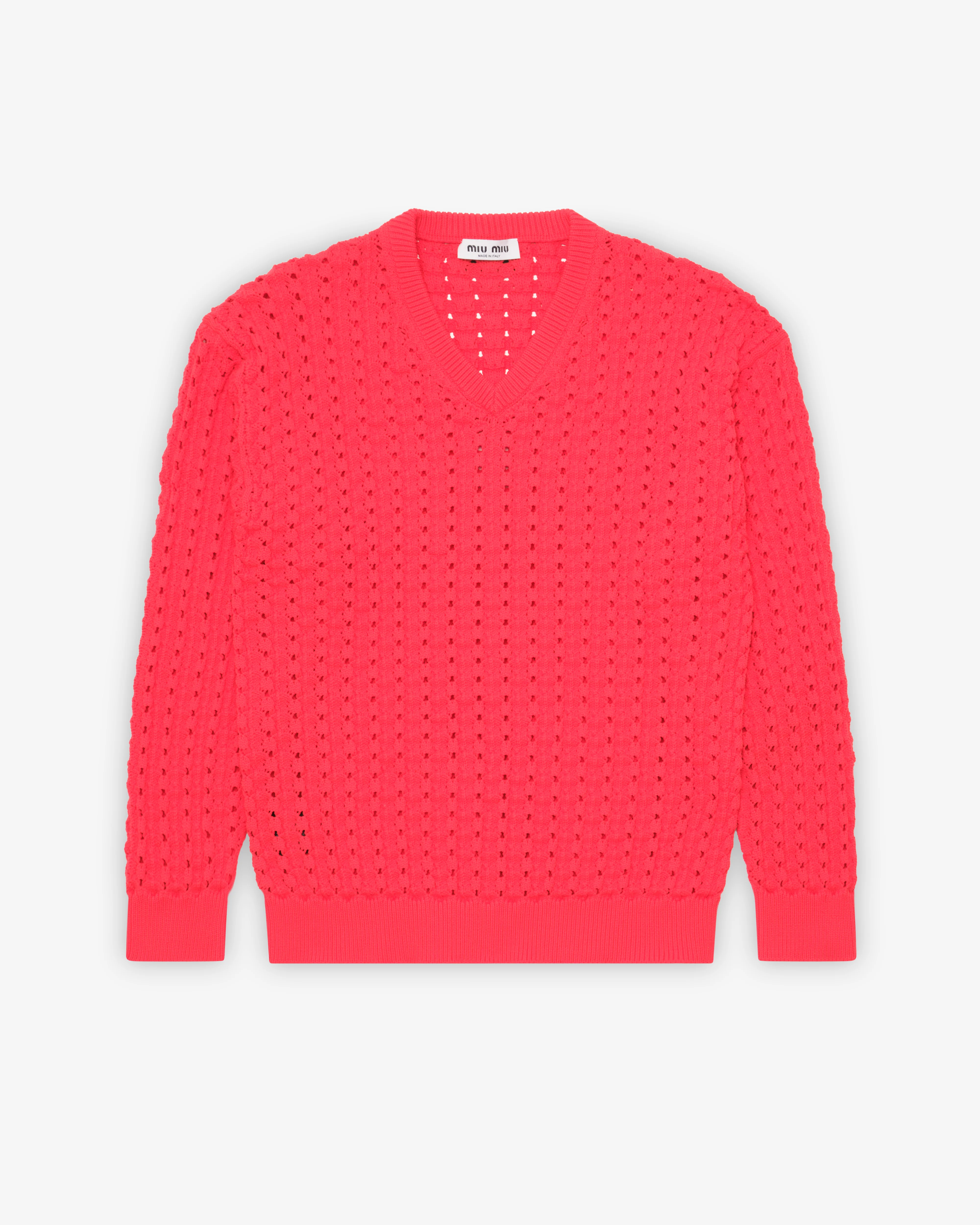 Miu Miu - Men's Technical Yarn V-Neck Sweater - (Red)