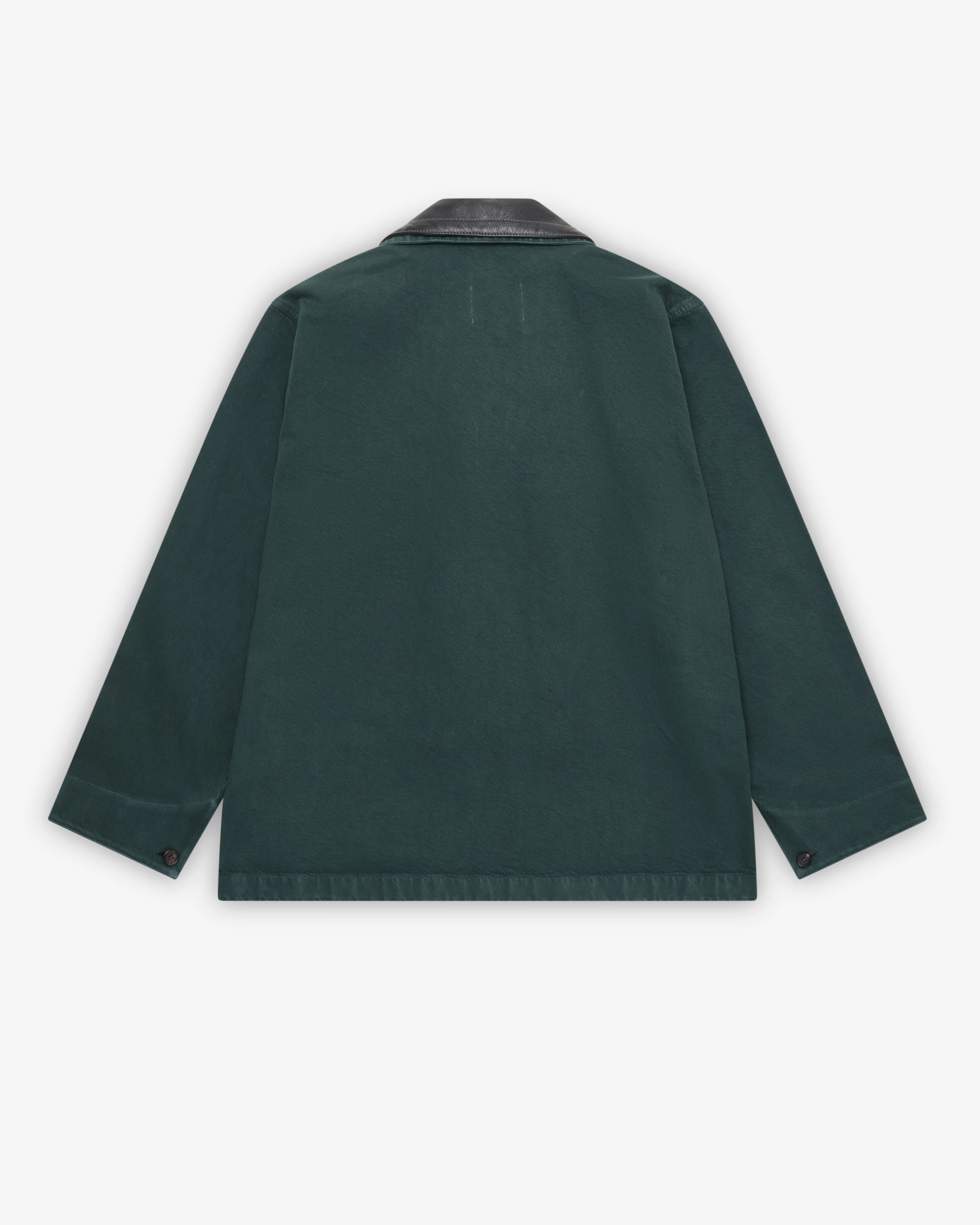 Miu Miu - Men's Single-breasted Garment-Dyed Gabardine And Leather Jacket - (Bottle Green)