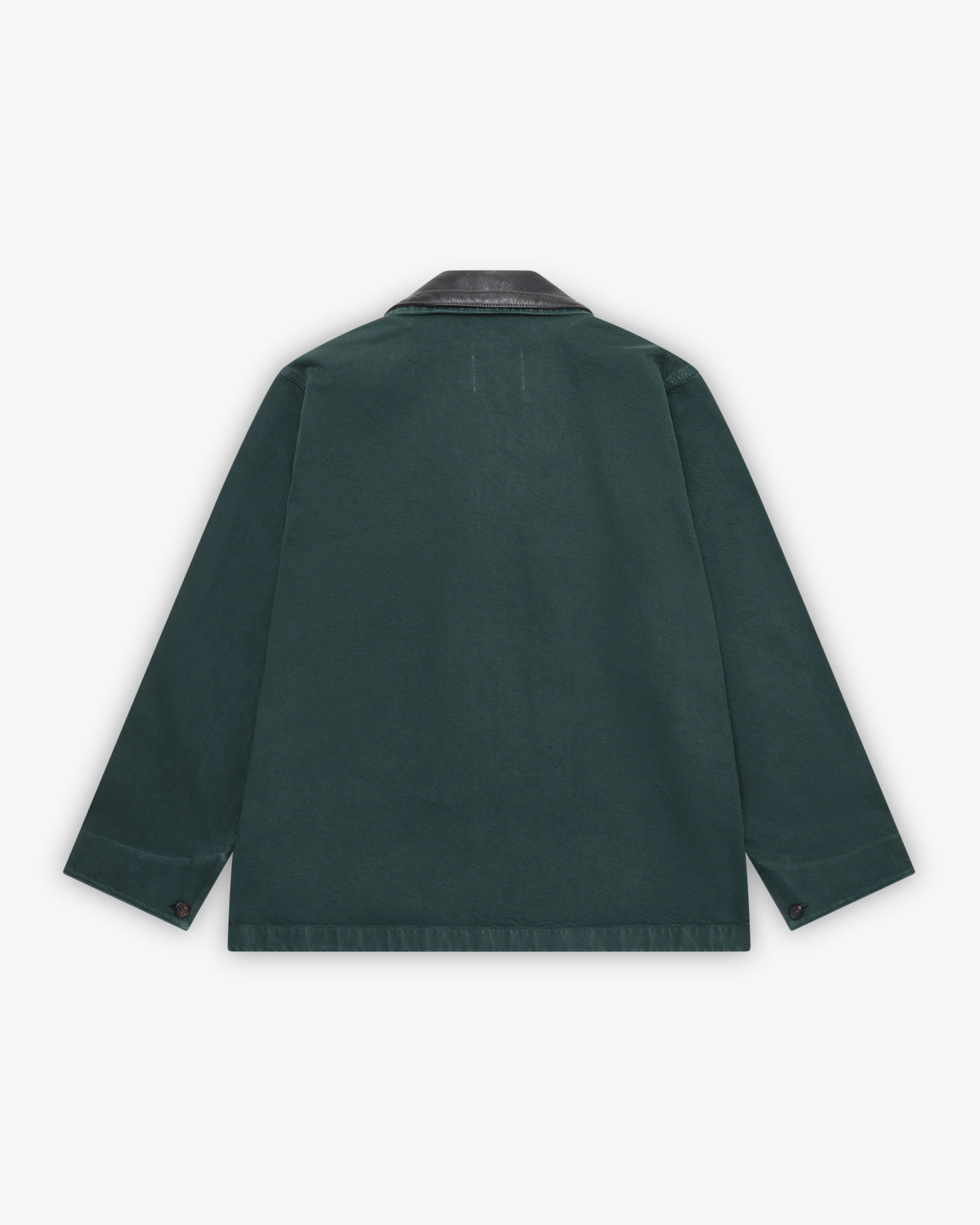 Miu Miu - Women's Single-Breasted Garment-Dyed Gabardine And Leather Jacket - (Bottle Green)