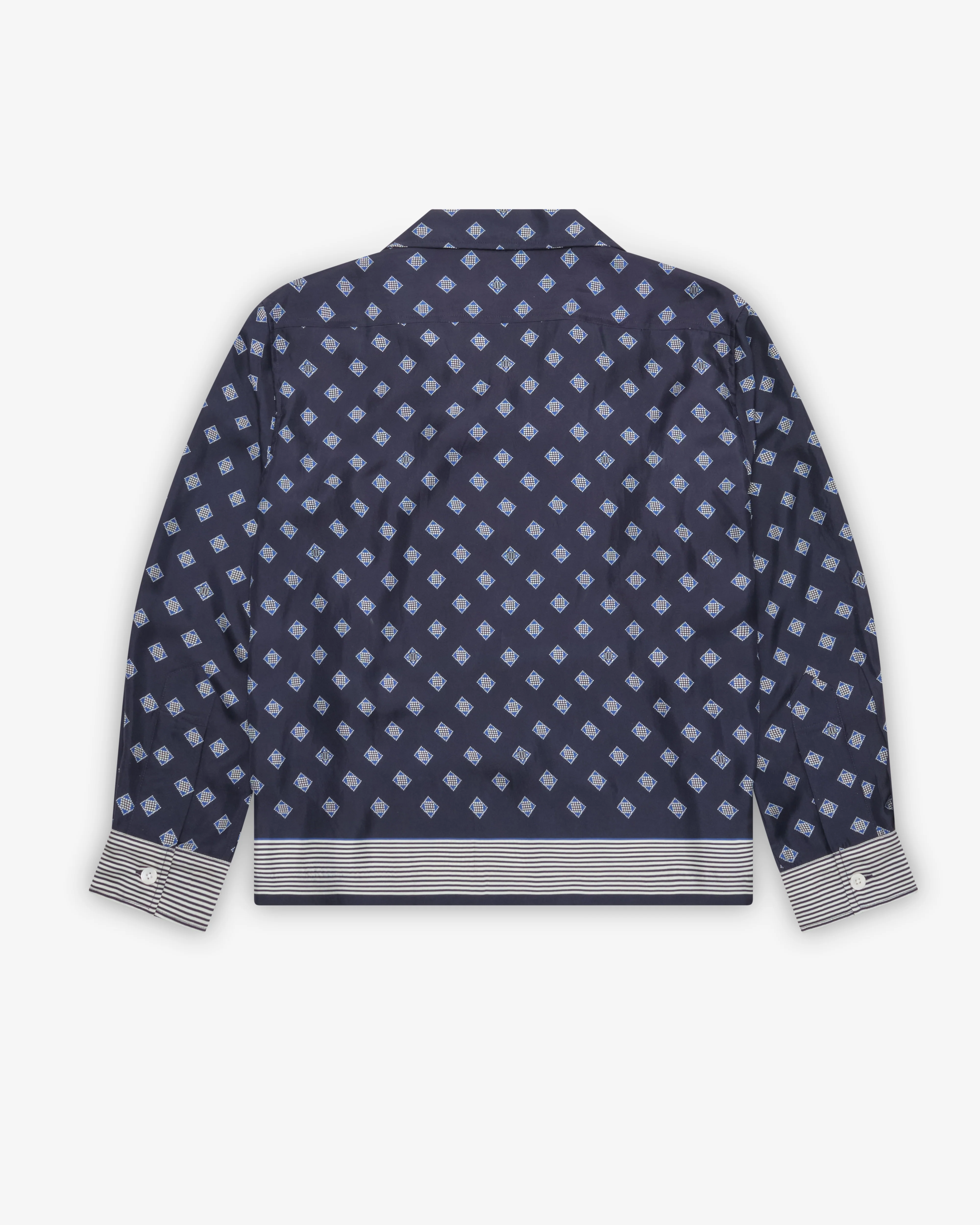 Bode - Men's Foyer Diamond Long Sleeve Shirt - (Navy Blue)