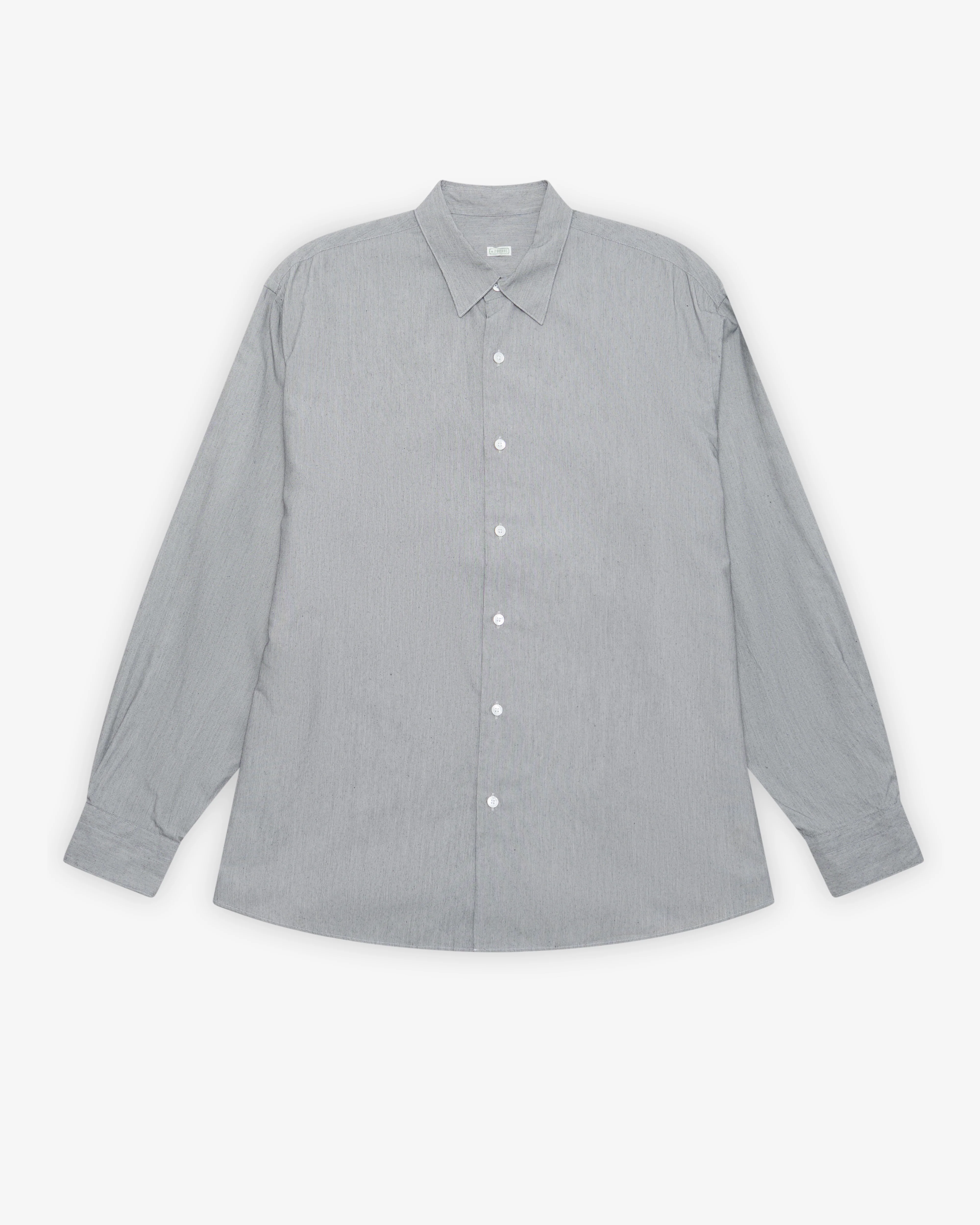 A.Presse - Men's Silk Regular Collar Shirt - (Gray)
