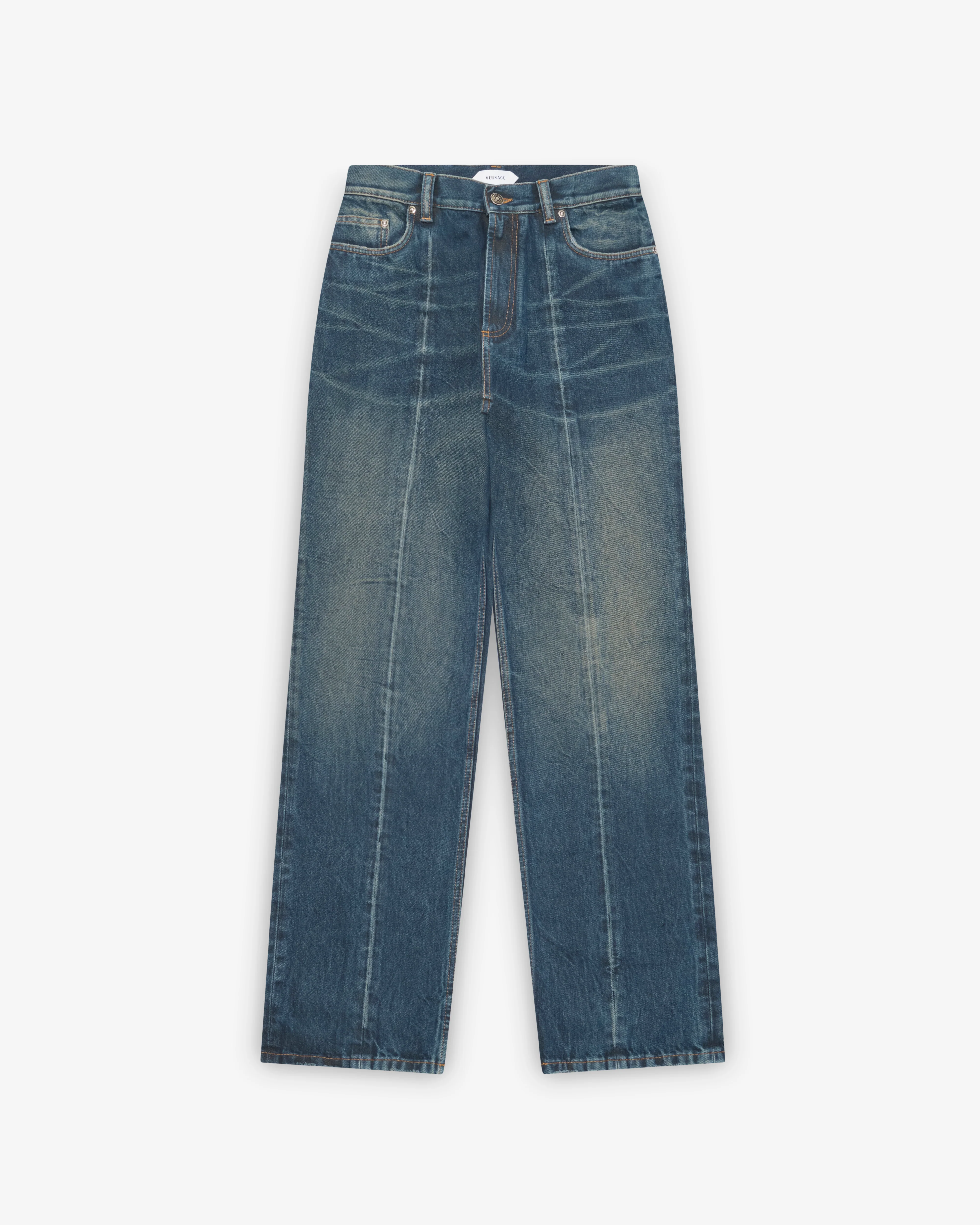Versace - Men's Distressed Straight Jeans - (Dirty Blue)
