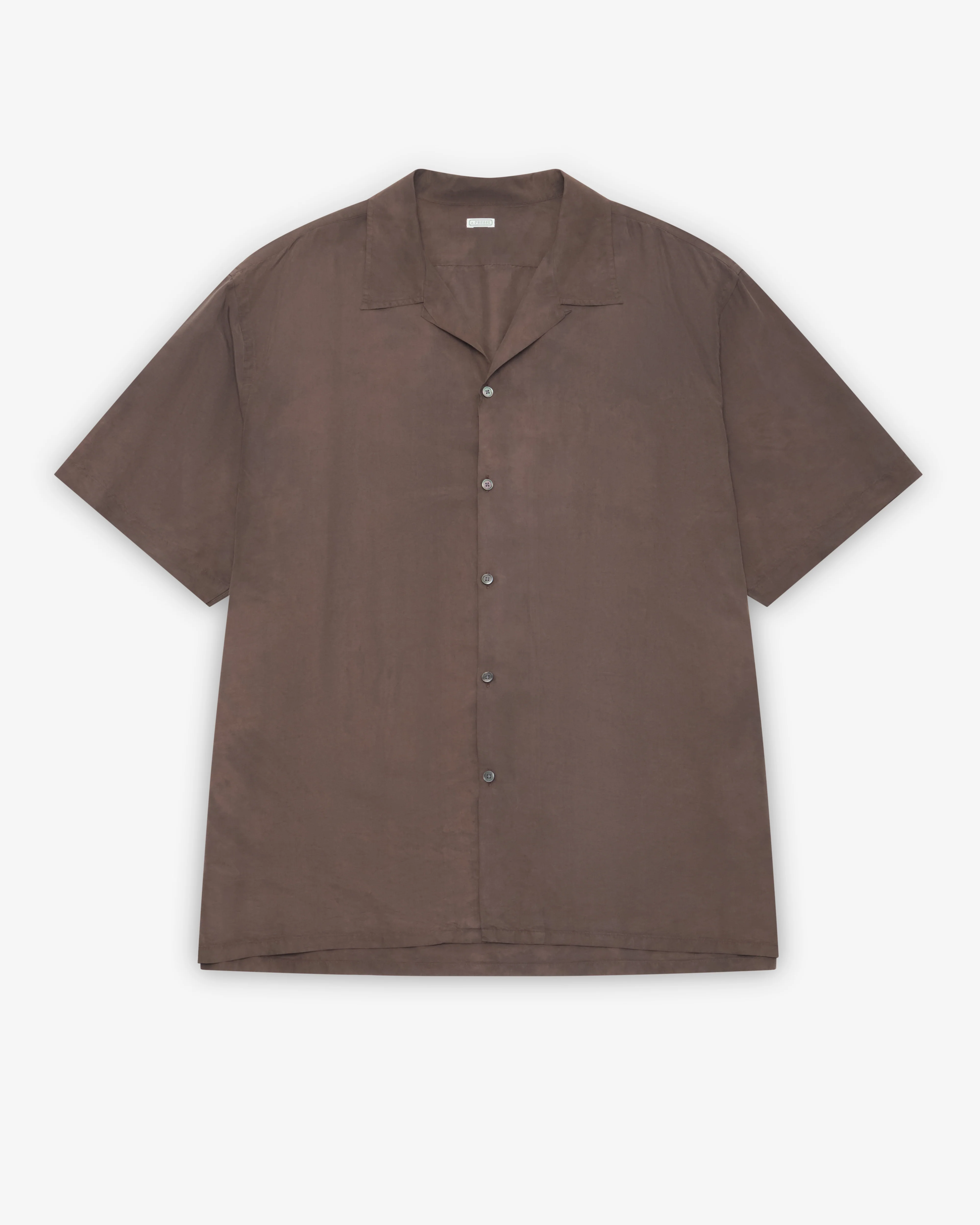 A.Presse - Men's Natural Dyed Silk S/S Shirt - (Brown)