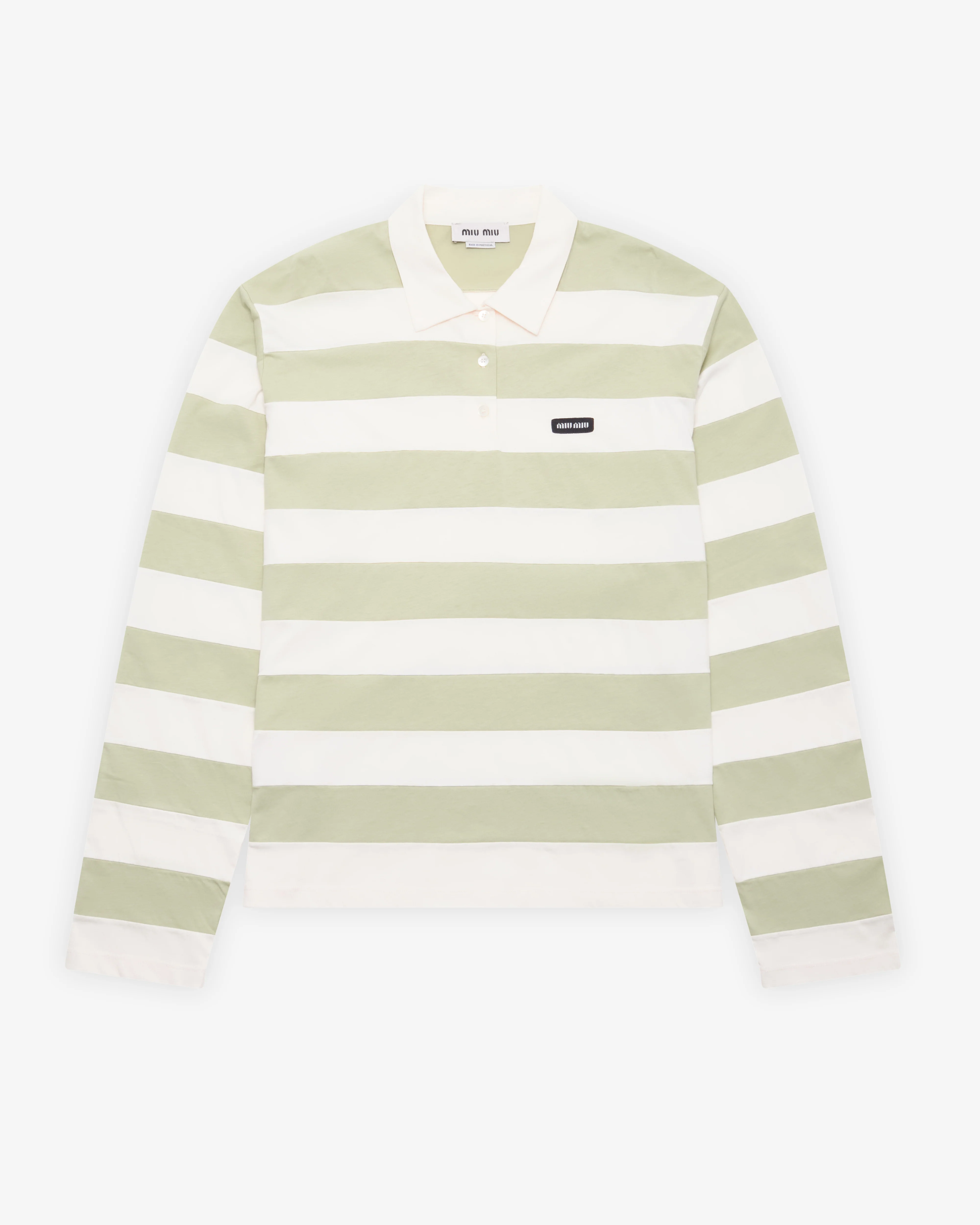 Miu Miu - Men's Striped Jersey Polo Shirt - (Pale Rose/Agave)
