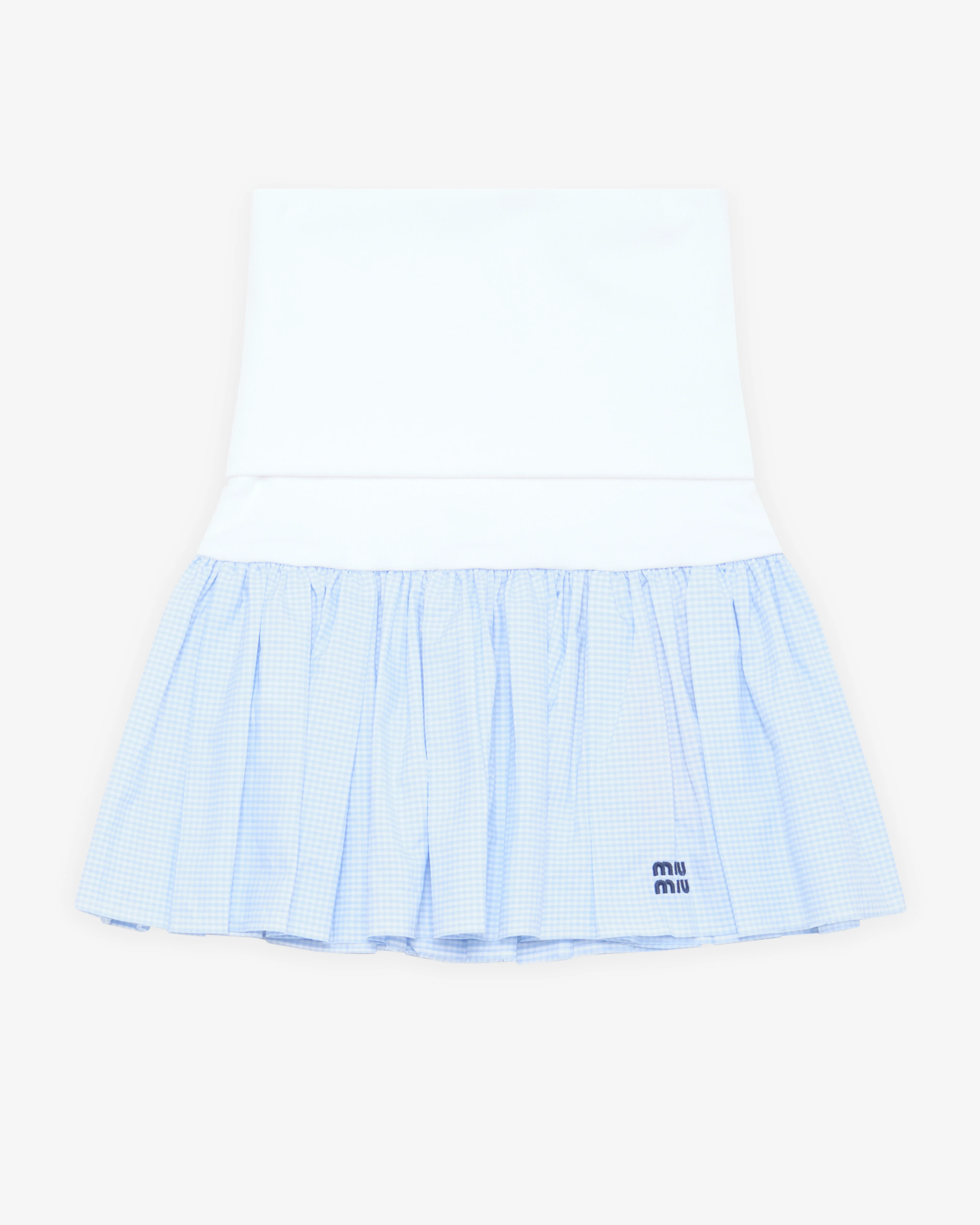 Miu Miu - Women's Poplin And Jersey Mini Skirt - (White/Blue)