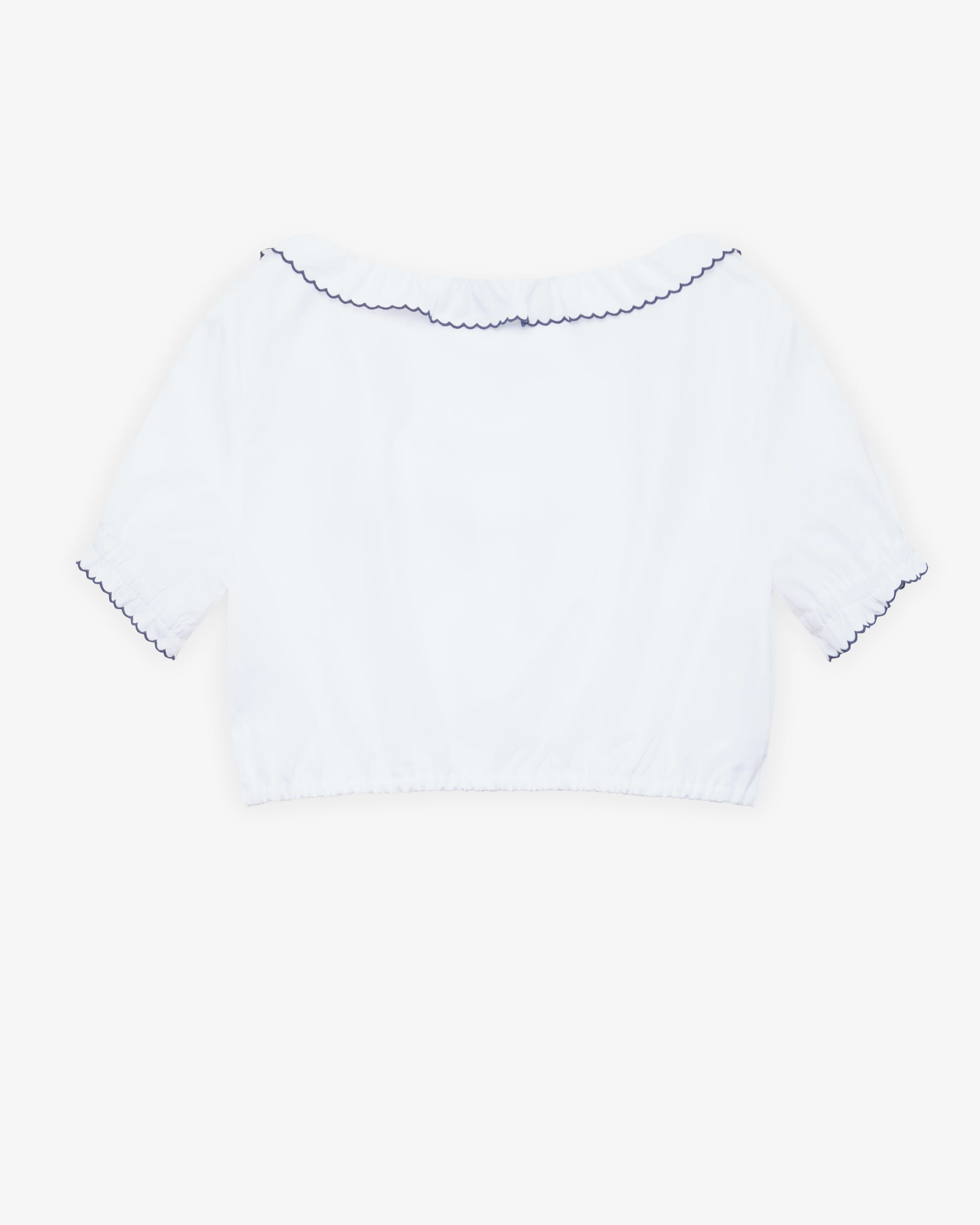 Miu Miu - Women's Embroidered Poplin Crop Top - (White/Blue)