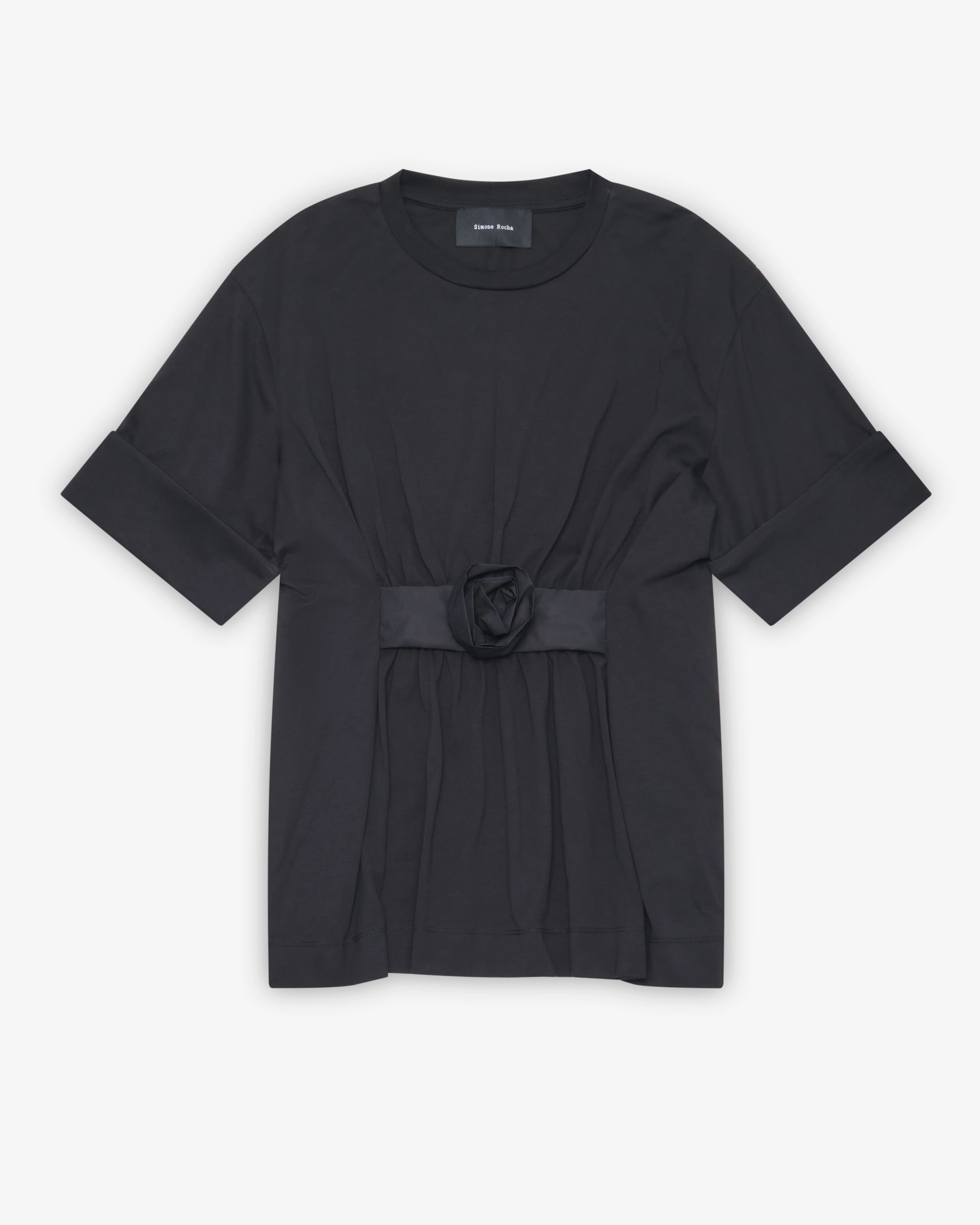 Simone Rocha - Women's Gathered Rose Wire Sleeve Boy T-Shirt - (Black)