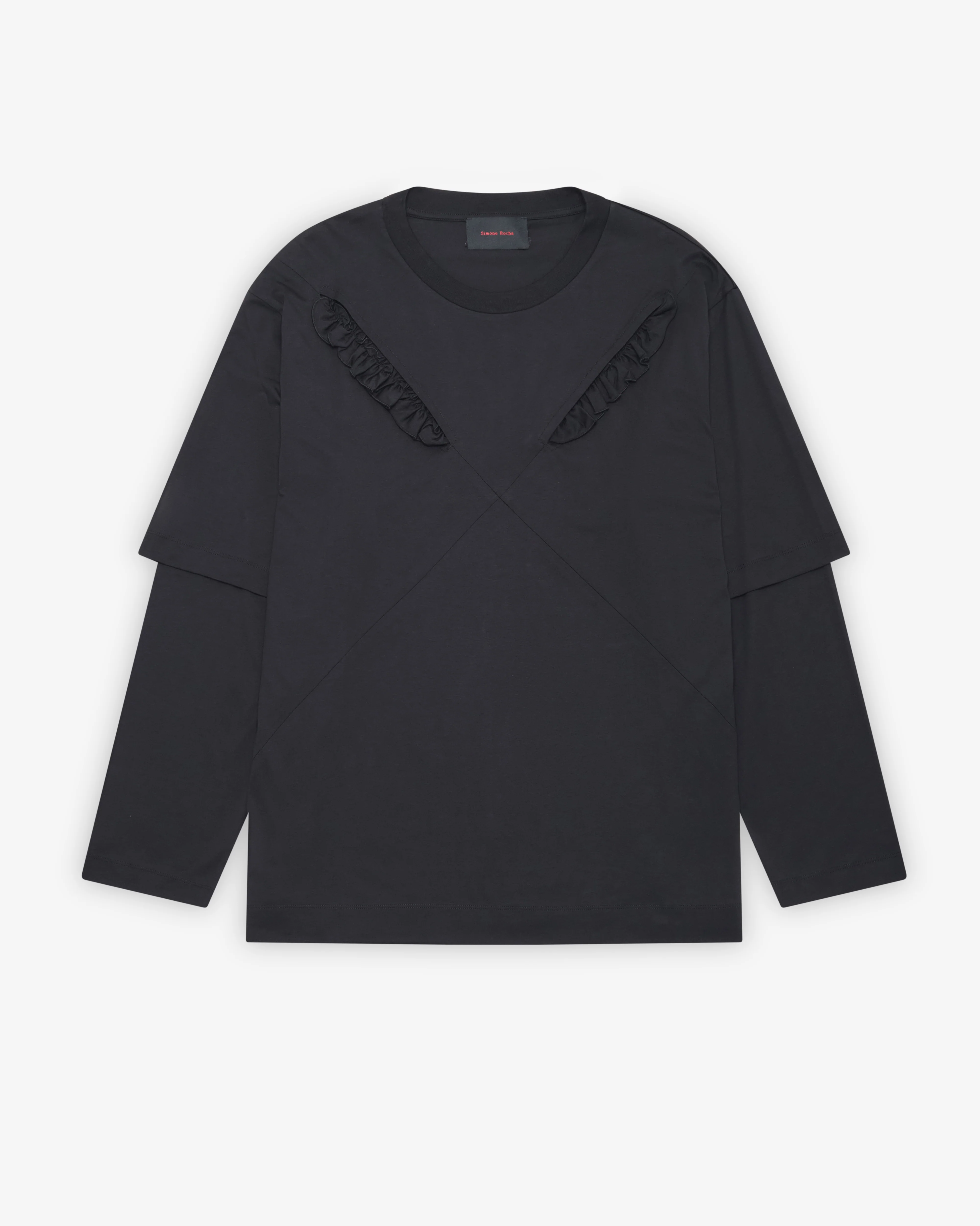Simone Rocha - Men's Ruffle Slash Layered Long Sleeve T-Shirt - (Black)