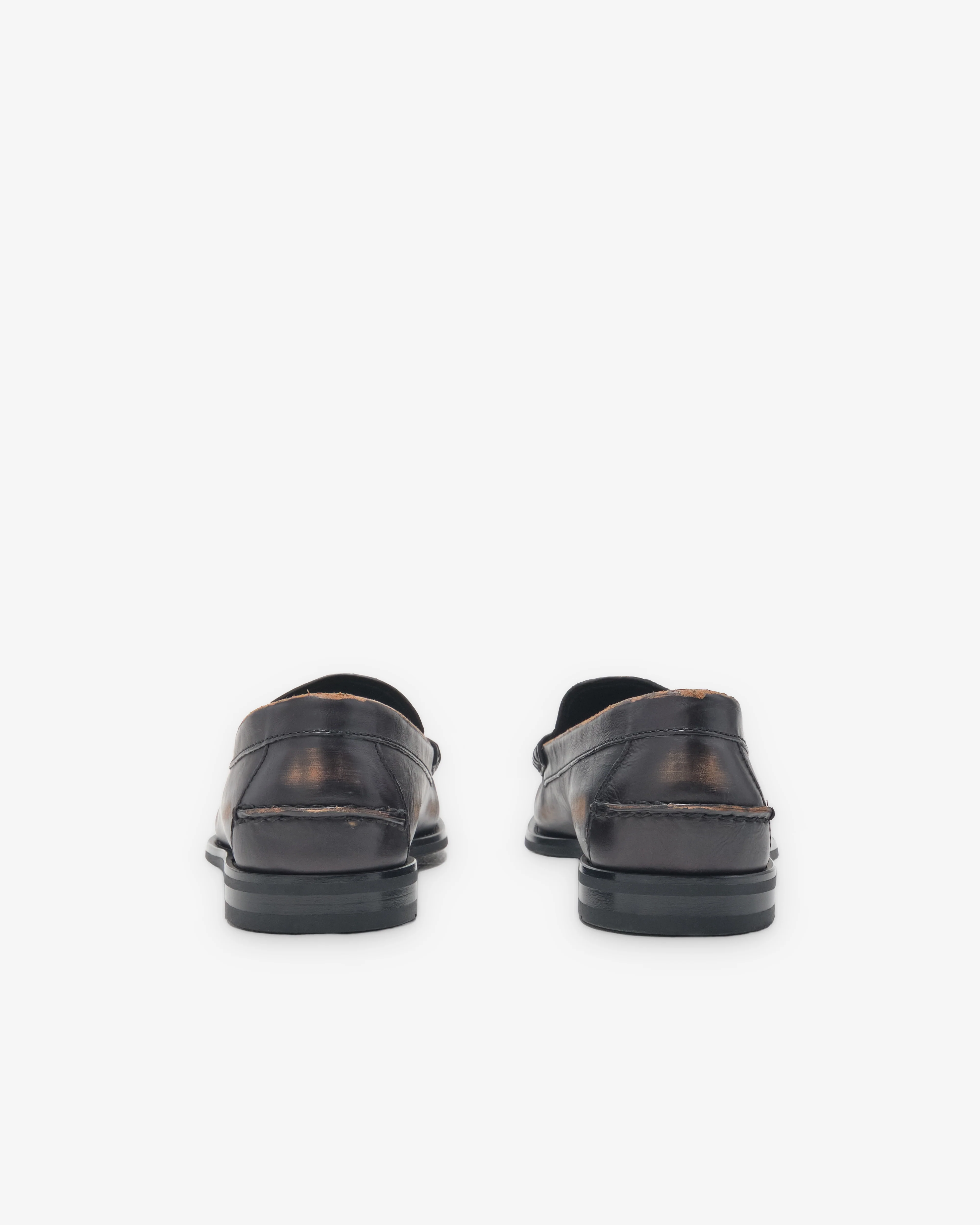 Prada - Men's Antiqued Leather Loafers - (Black/Tan)