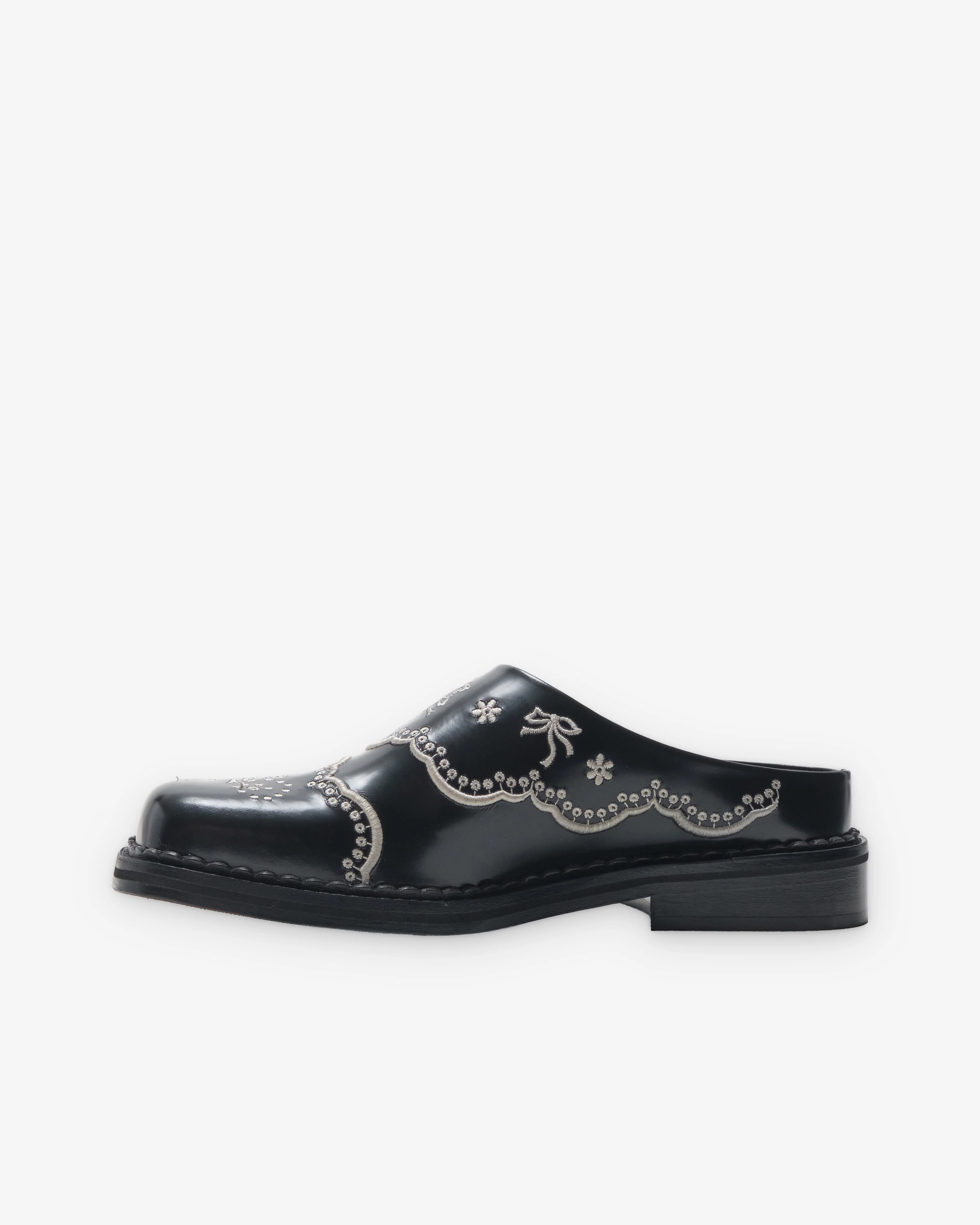 Simone Rocha - Men's Black Floral Lace Emboridered Mule - (Black)