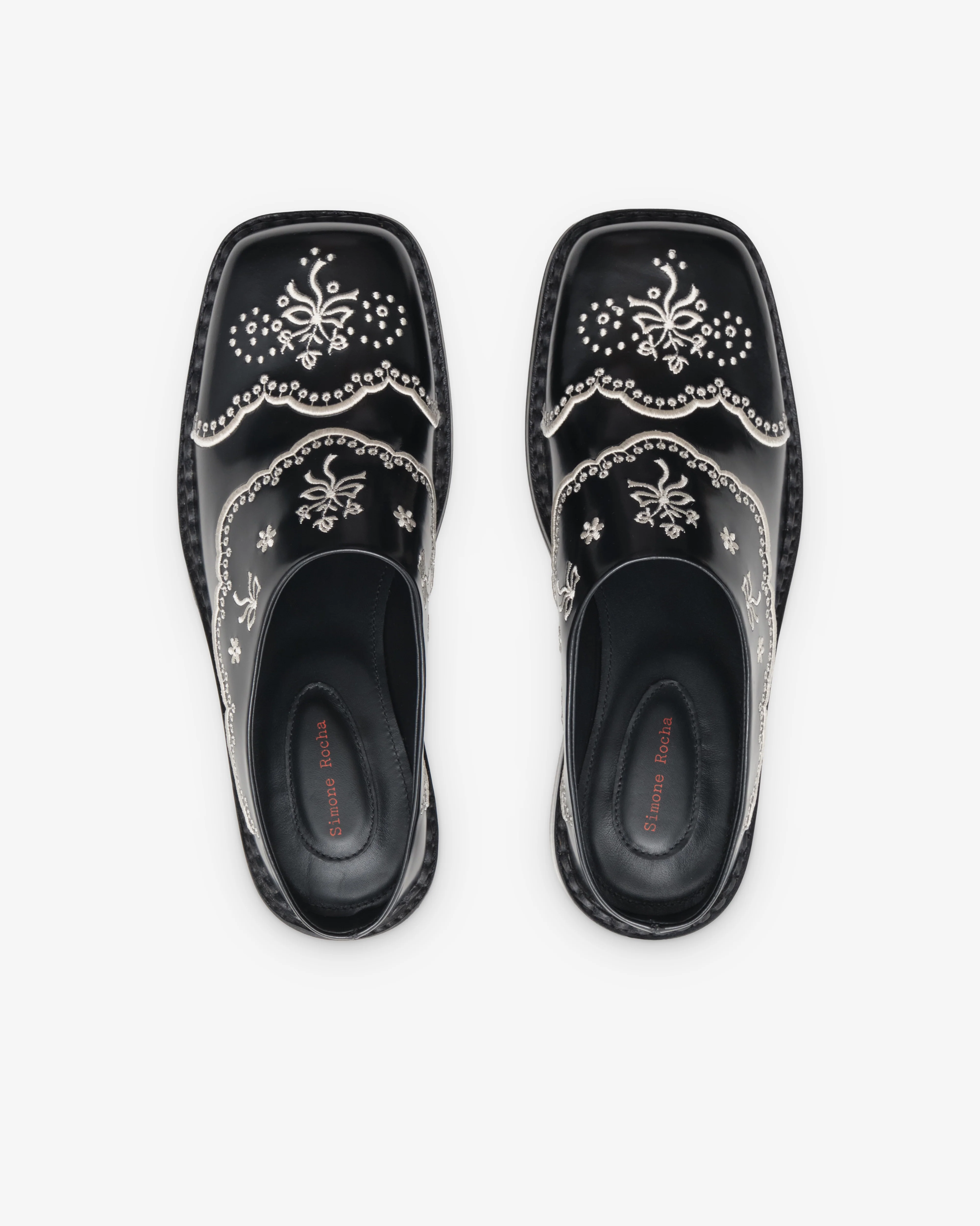 Simone Rocha - Men's Black Floral Lace Emboridered Mule - (Black)