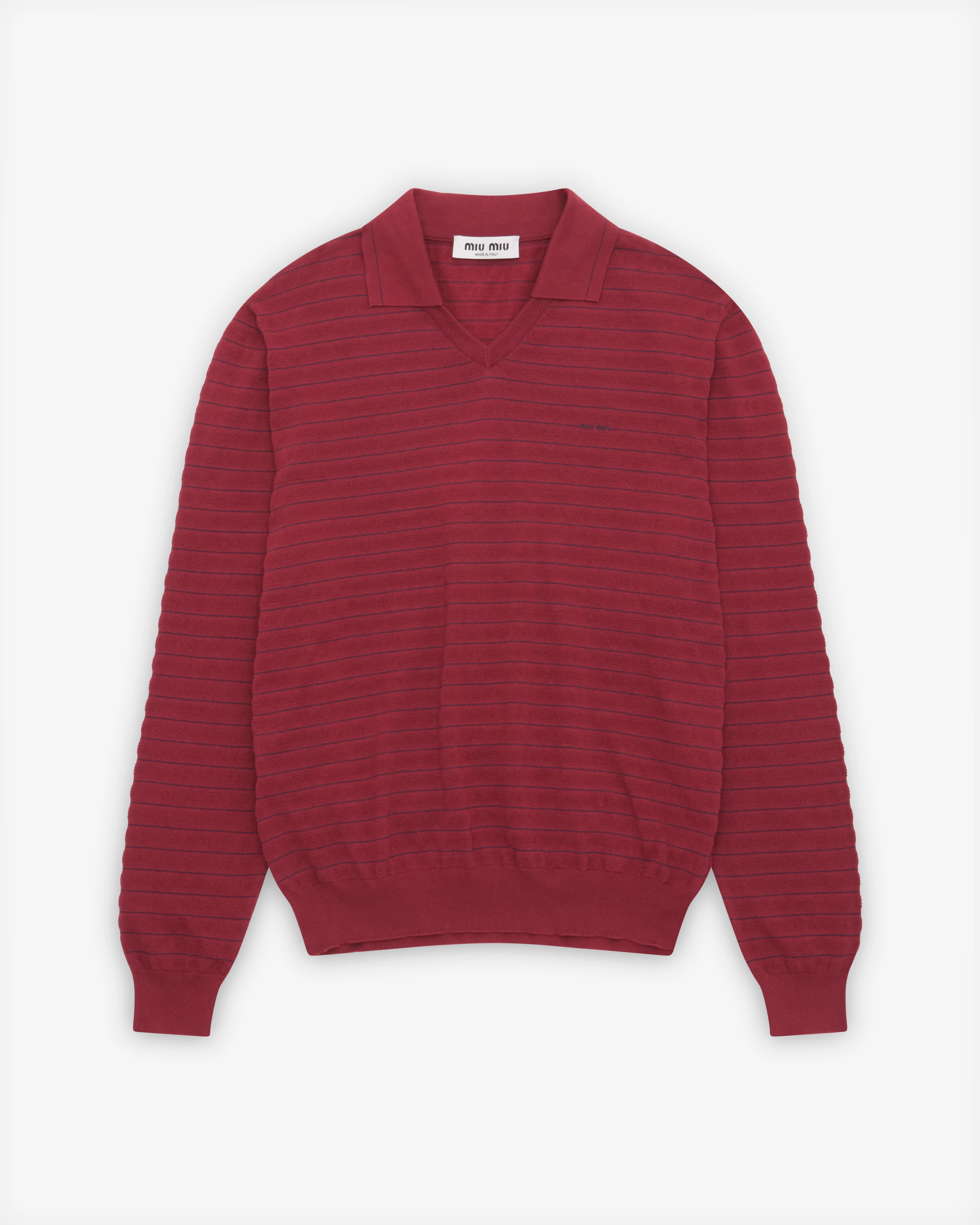 Miu Miu - Women's V-Neck Cotton Sweater - (Amaranth)