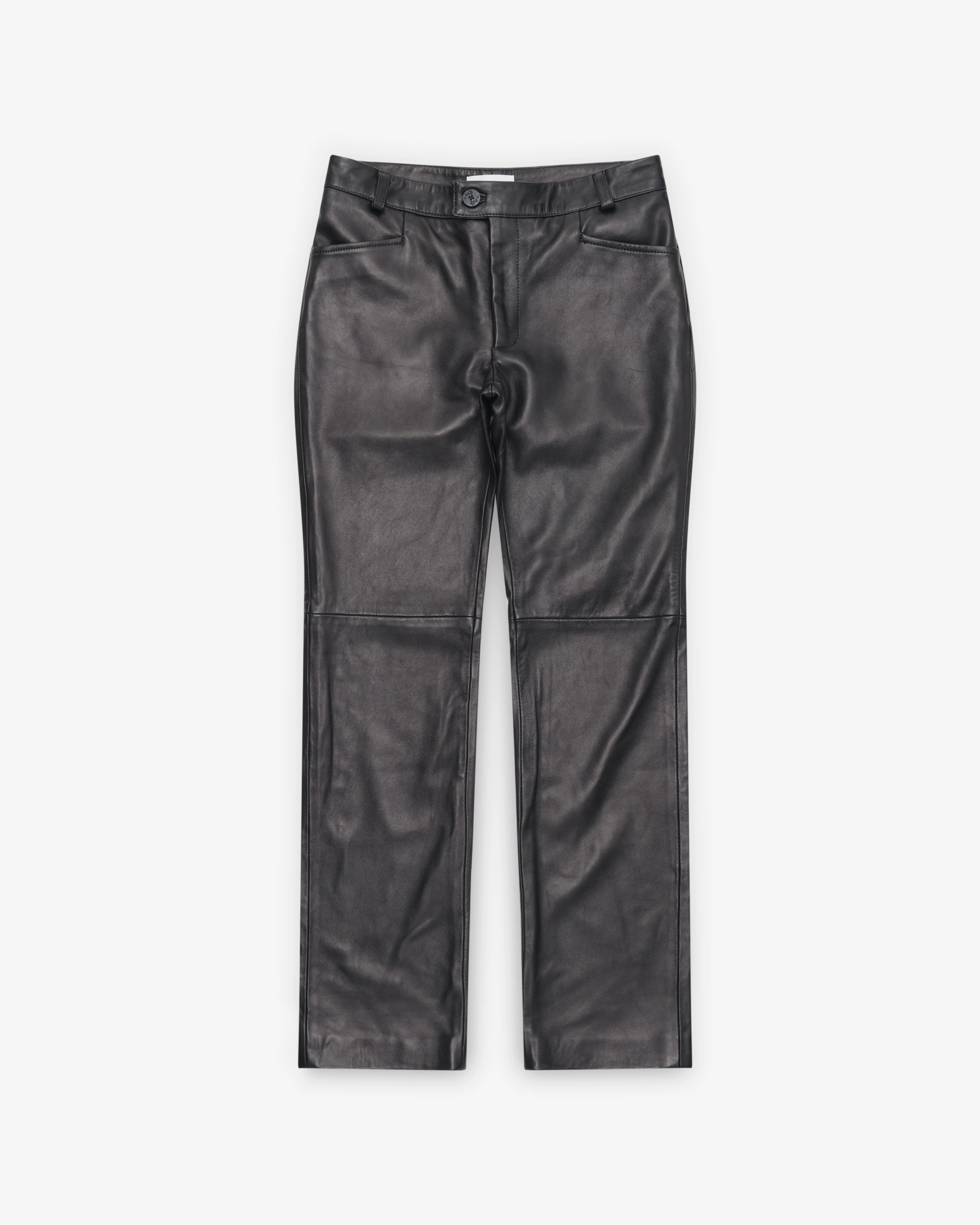 Ernest W. Baker - Men's Straight Fit Leather Trousers - (Black)