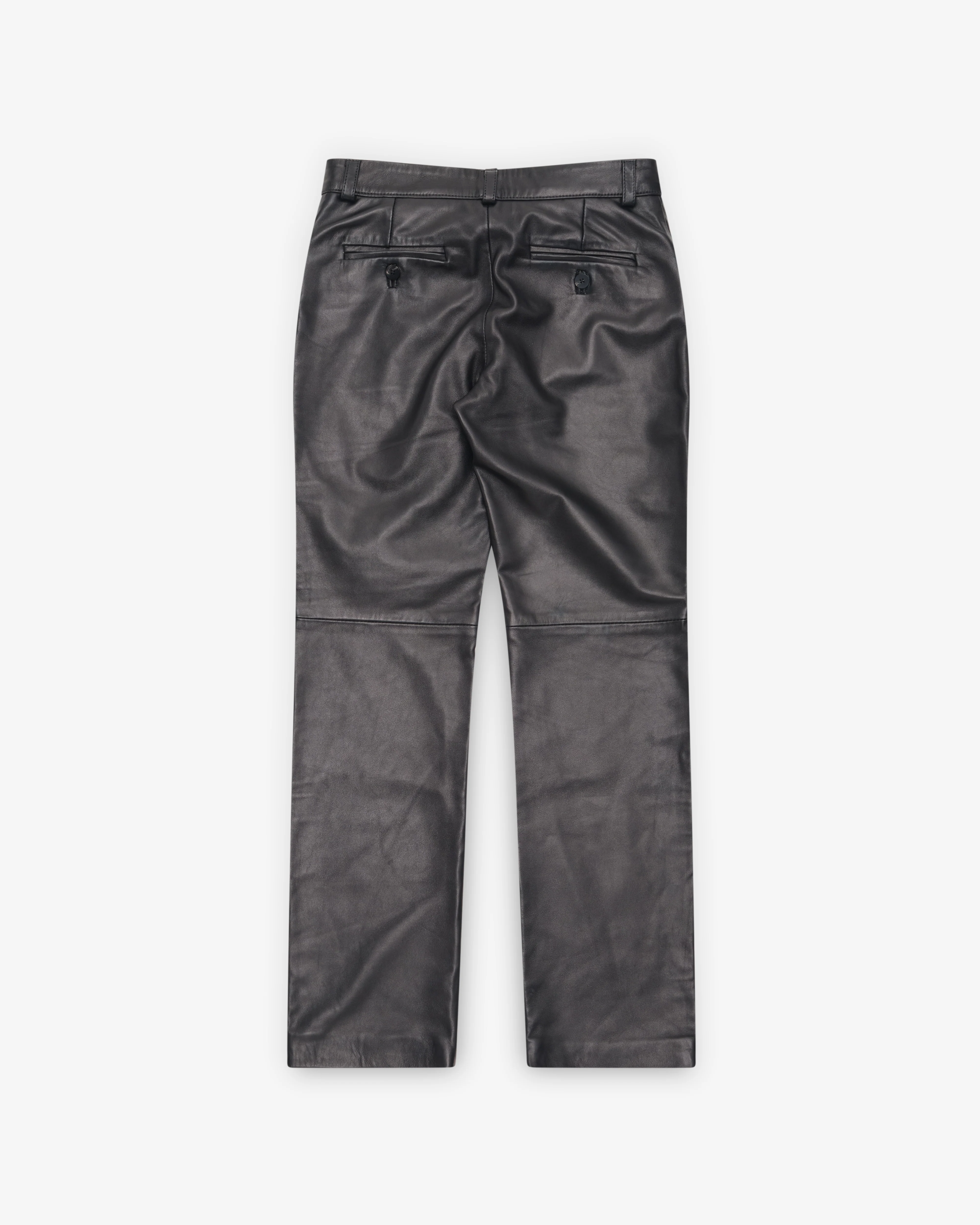 Ernest W. Baker - Men's Straight Fit Leather Trousers - (Black)