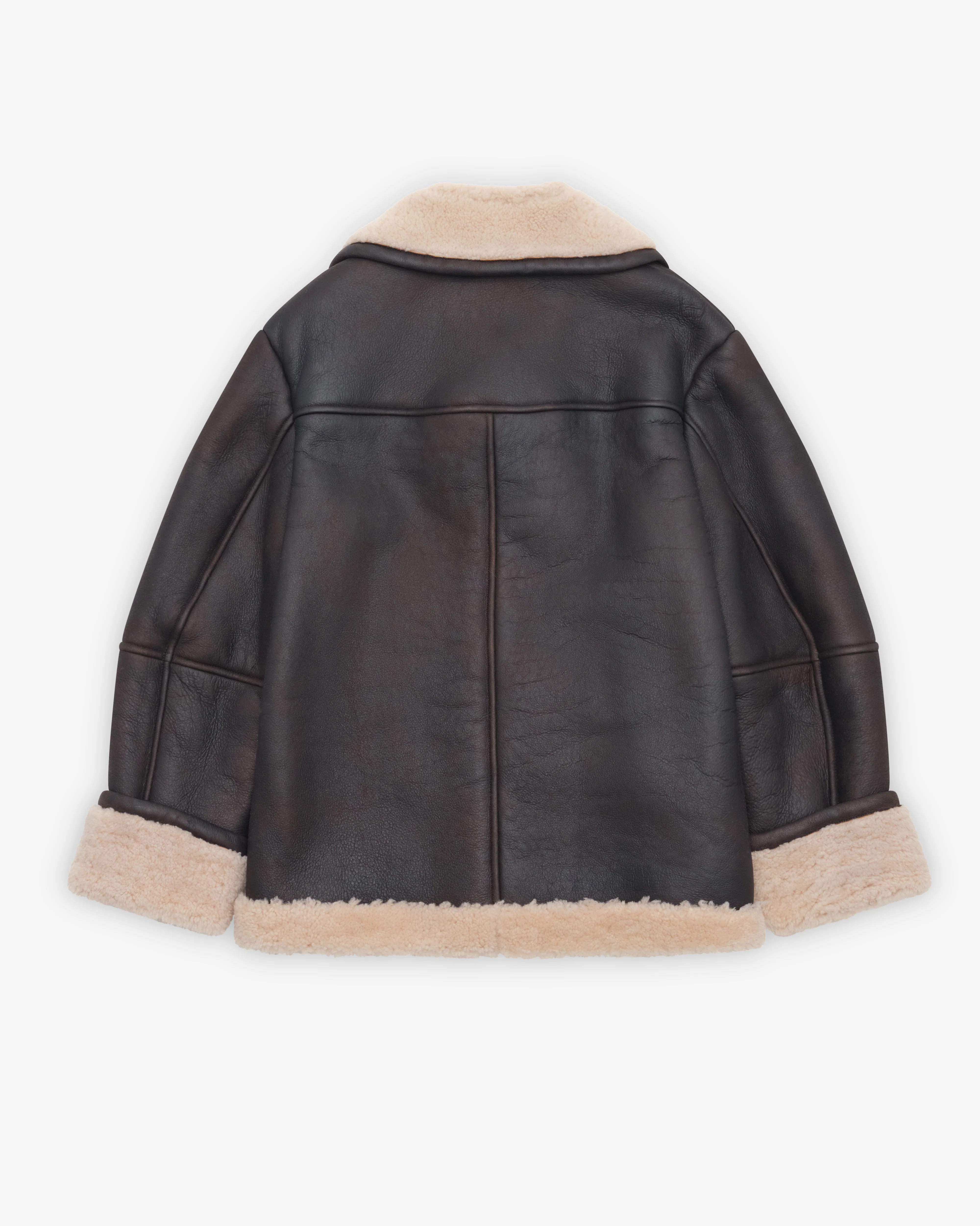 Simone Rocha - Men's Double Breasted Shearling Aviator Jacket - (Chocolate/Cream)
