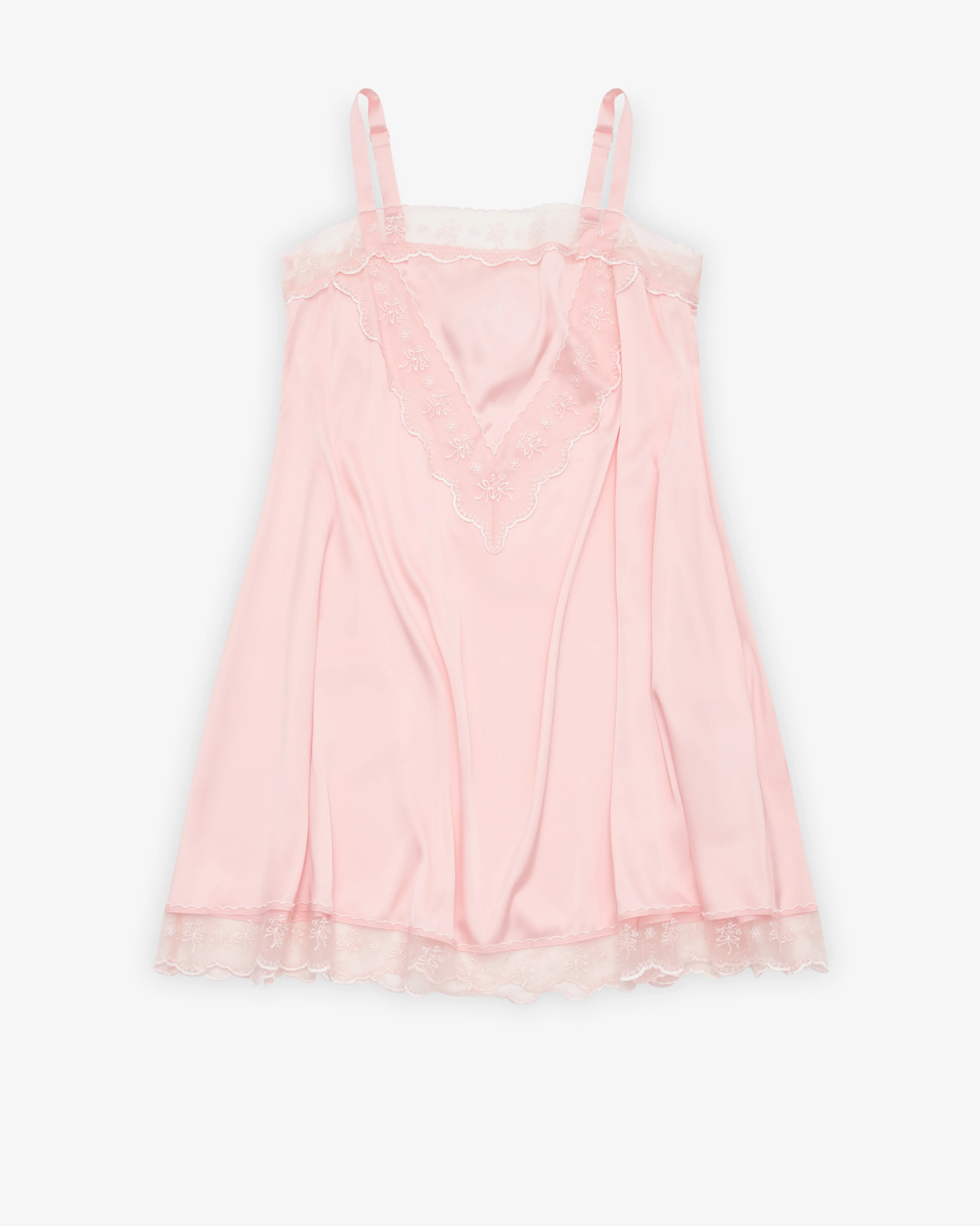 Simone Rocha - Women's Mini Square Neck Lace Trim Dress - (Soft Pink)