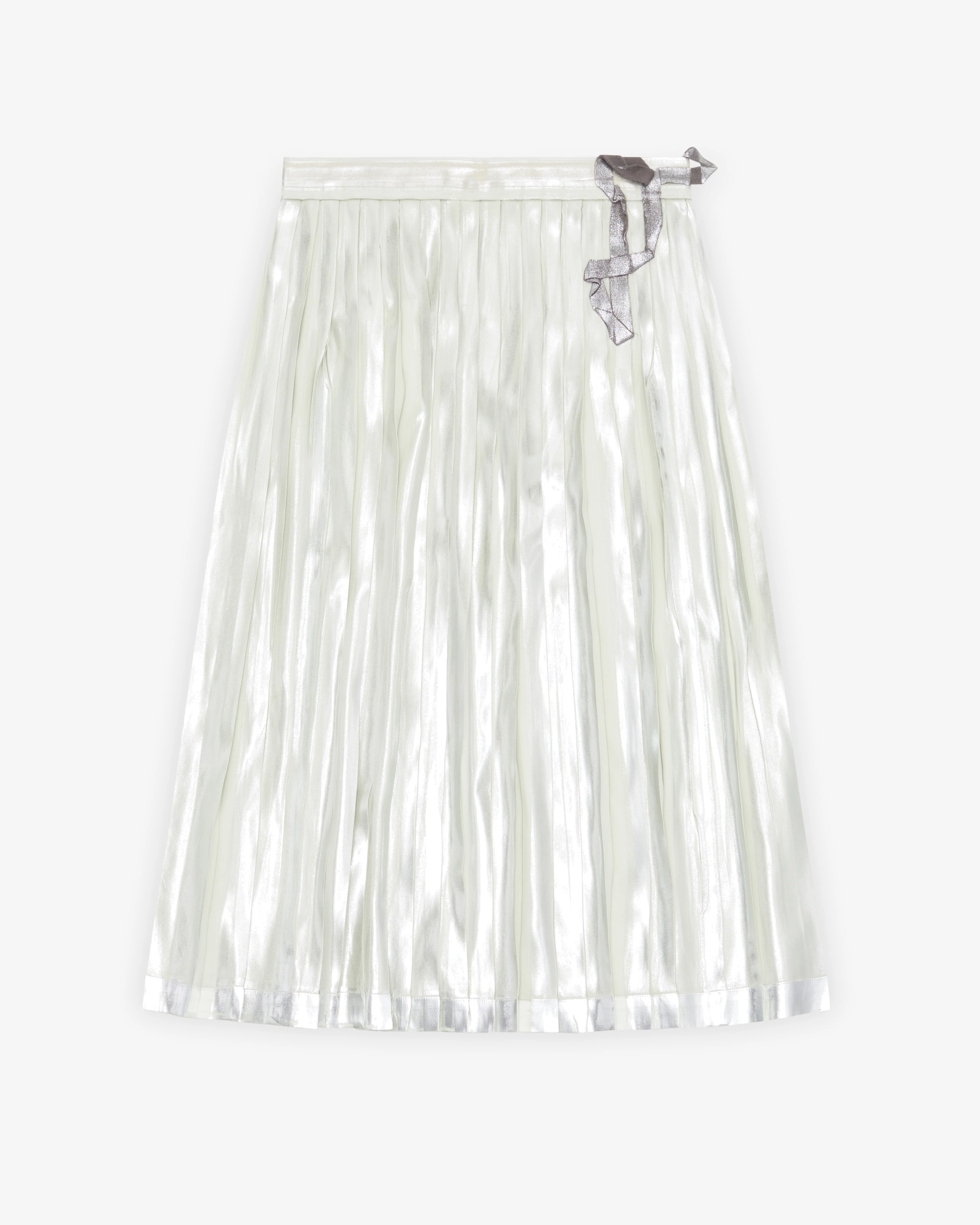 Maison Margiela - Women's Pleated Metallic Silk Midi Skirt - (Aloe)