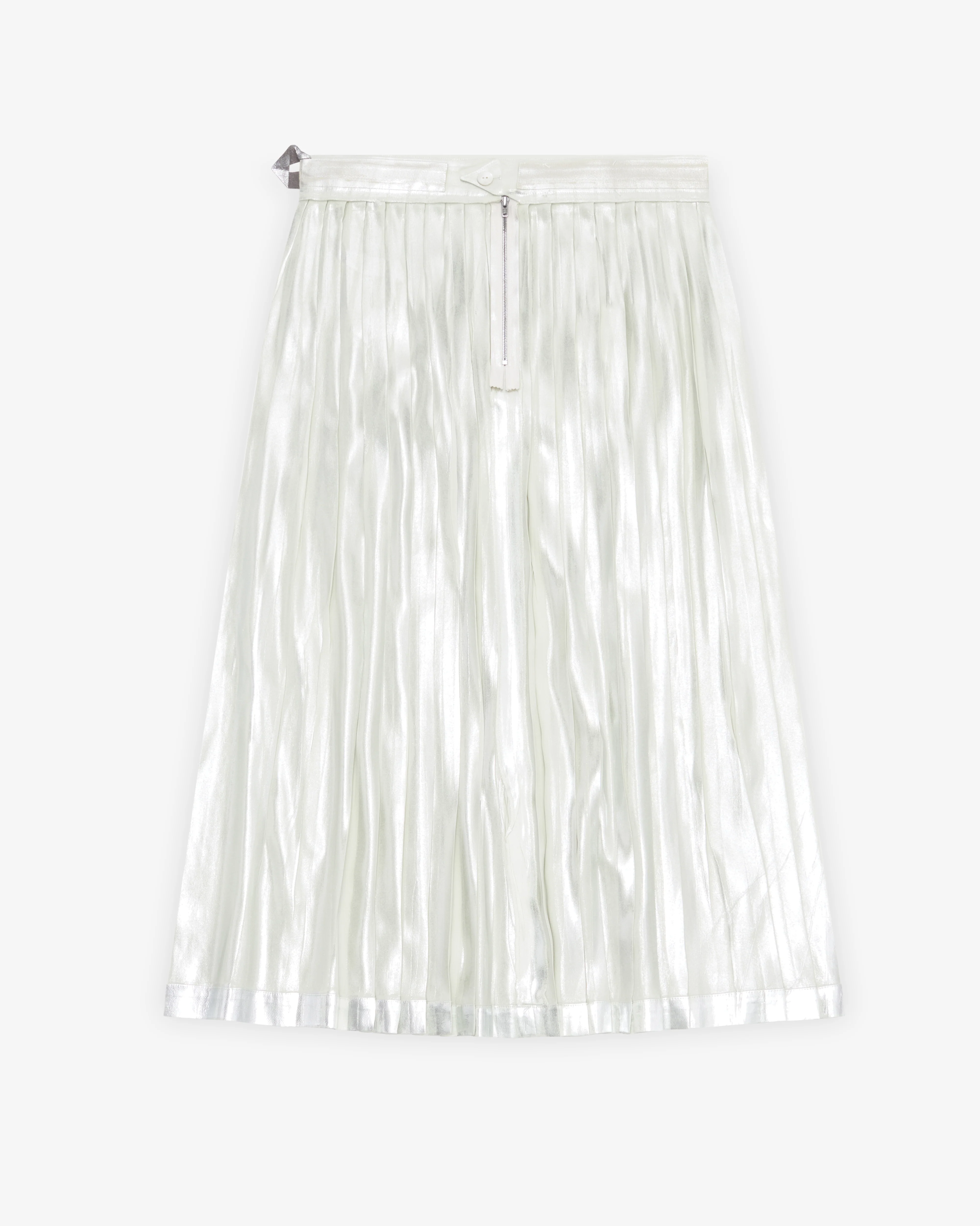 Maison Margiela - Women's Pleated Metallic Silk Midi Skirt - (Aloe)
