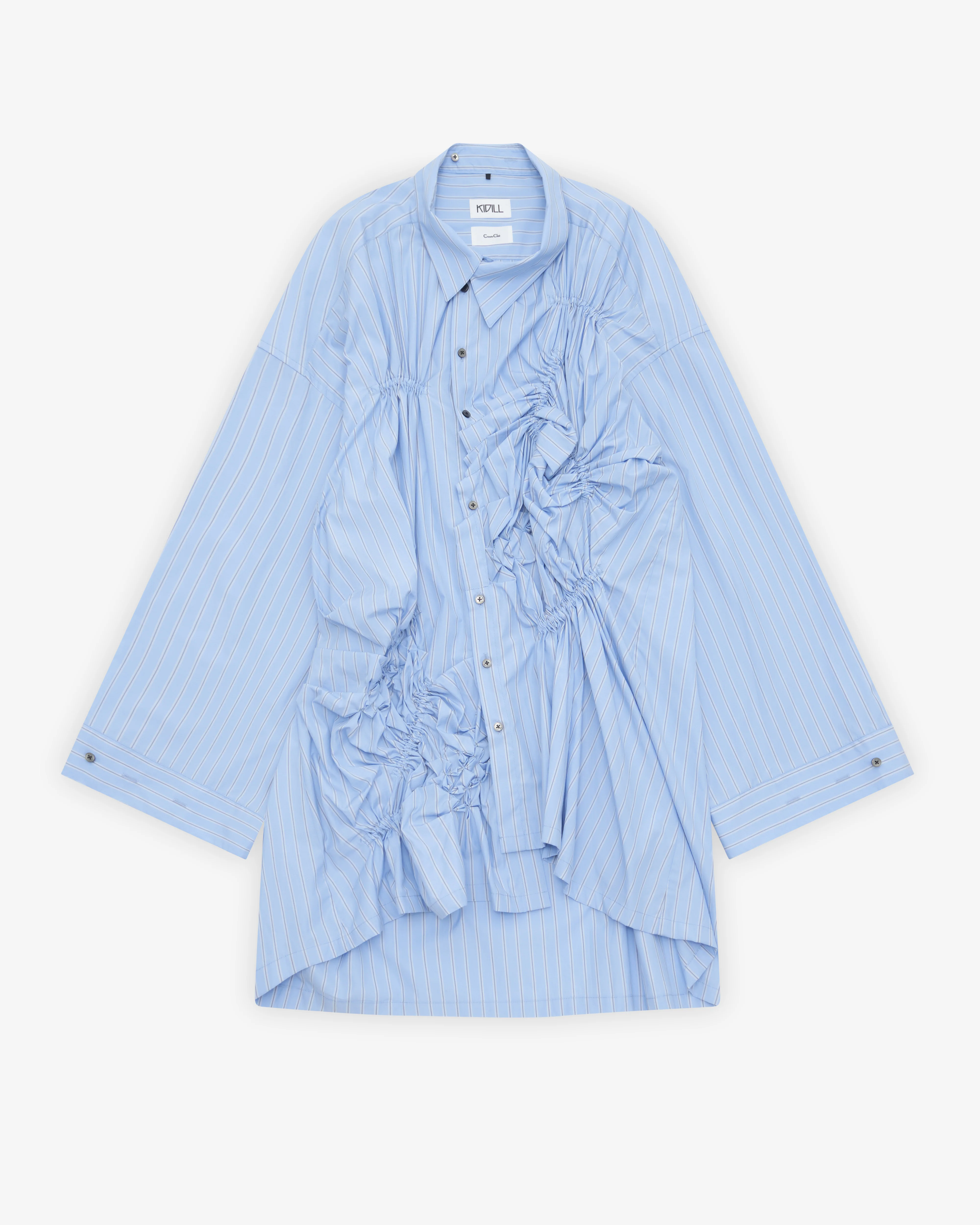 Kidill - Men's Smocking Twist Shirt - (Blue Stripe)