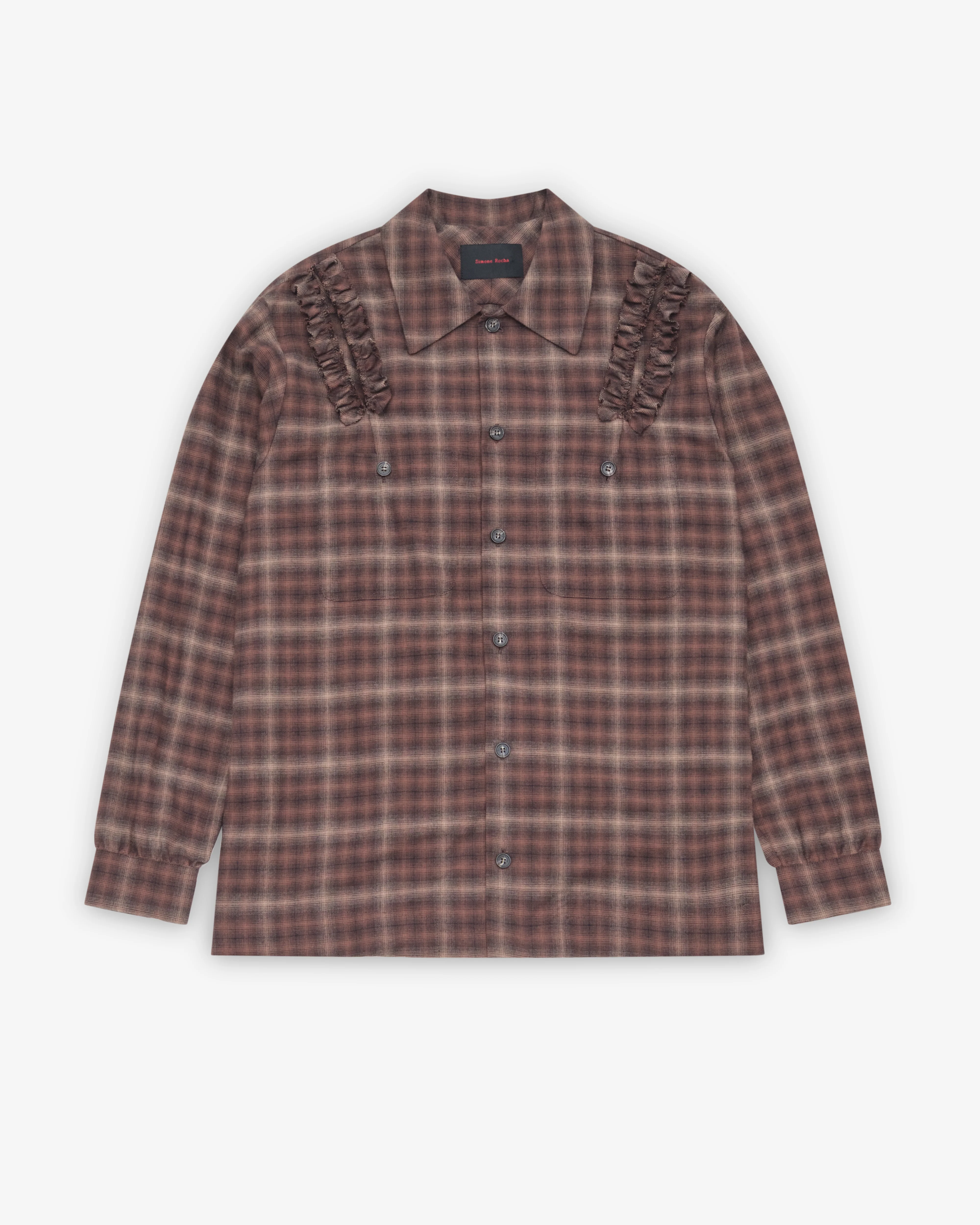 Simone Rocha - Men's Ruffle Slash Flannel Shirt - (Check)