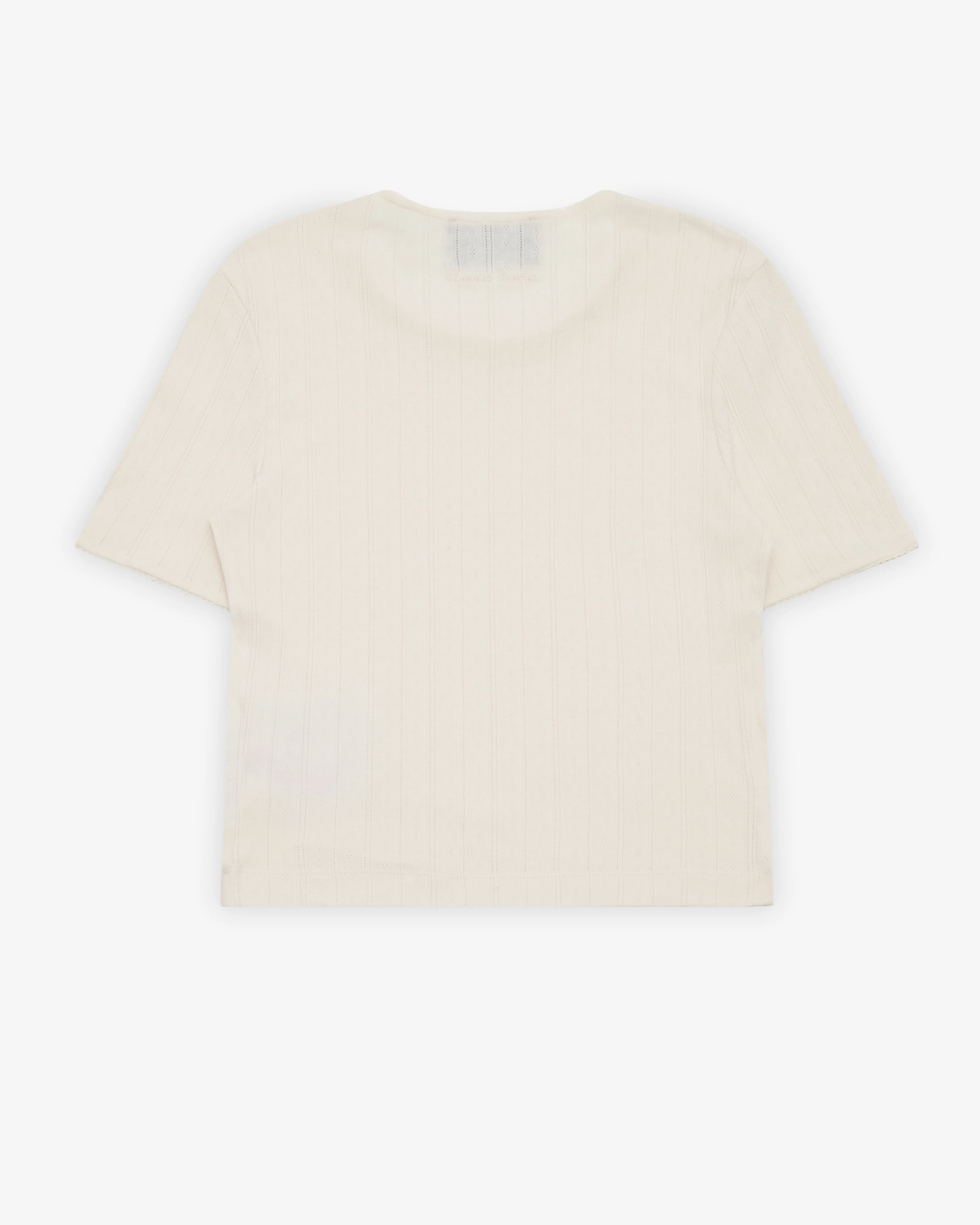 Simone Rocha - Women's Cropped Pointelle T-Shirt - (Ecru)