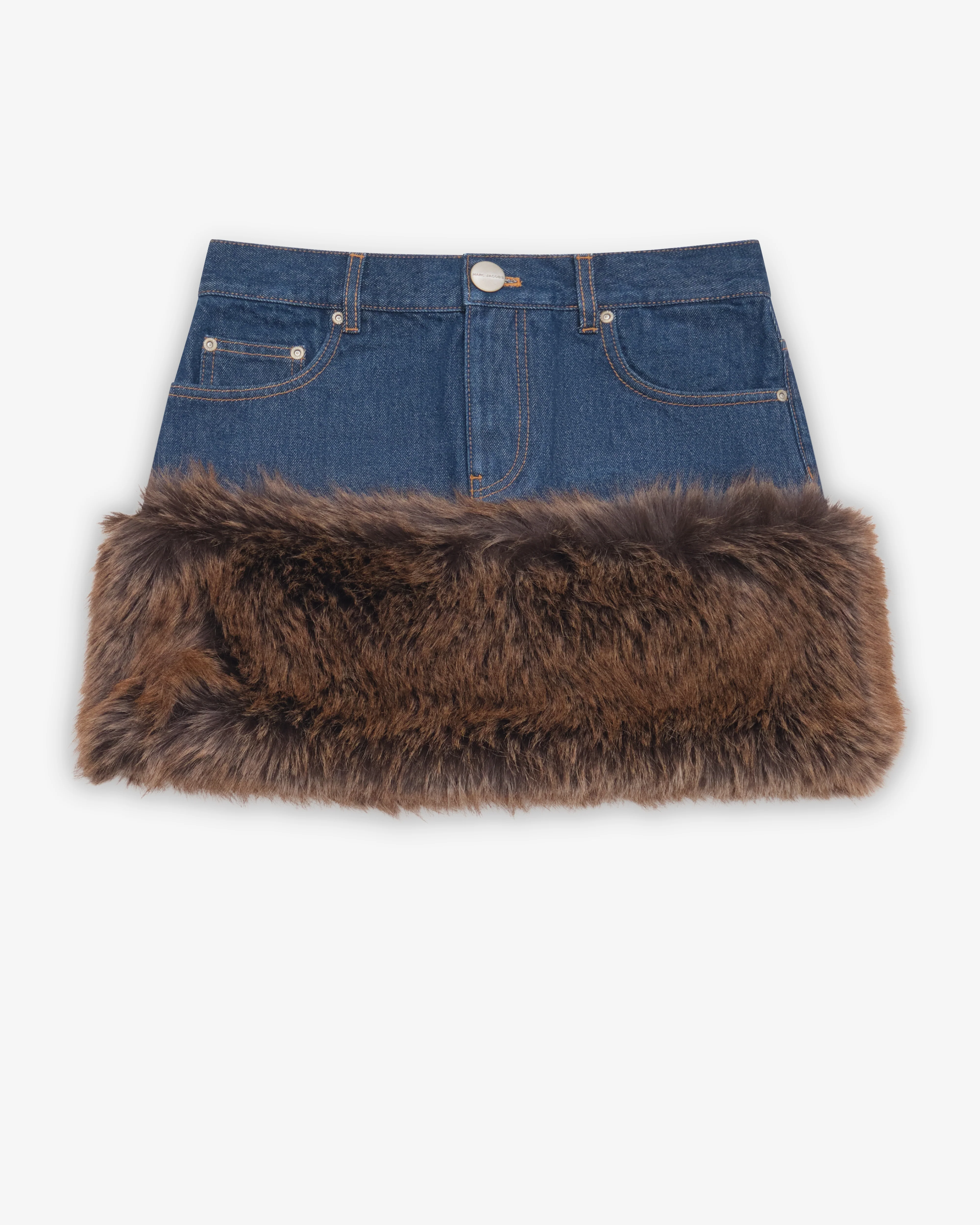 Marc Jacobs - Women's Faux Fur Denim Mini Skirt - (Dark Indigo)