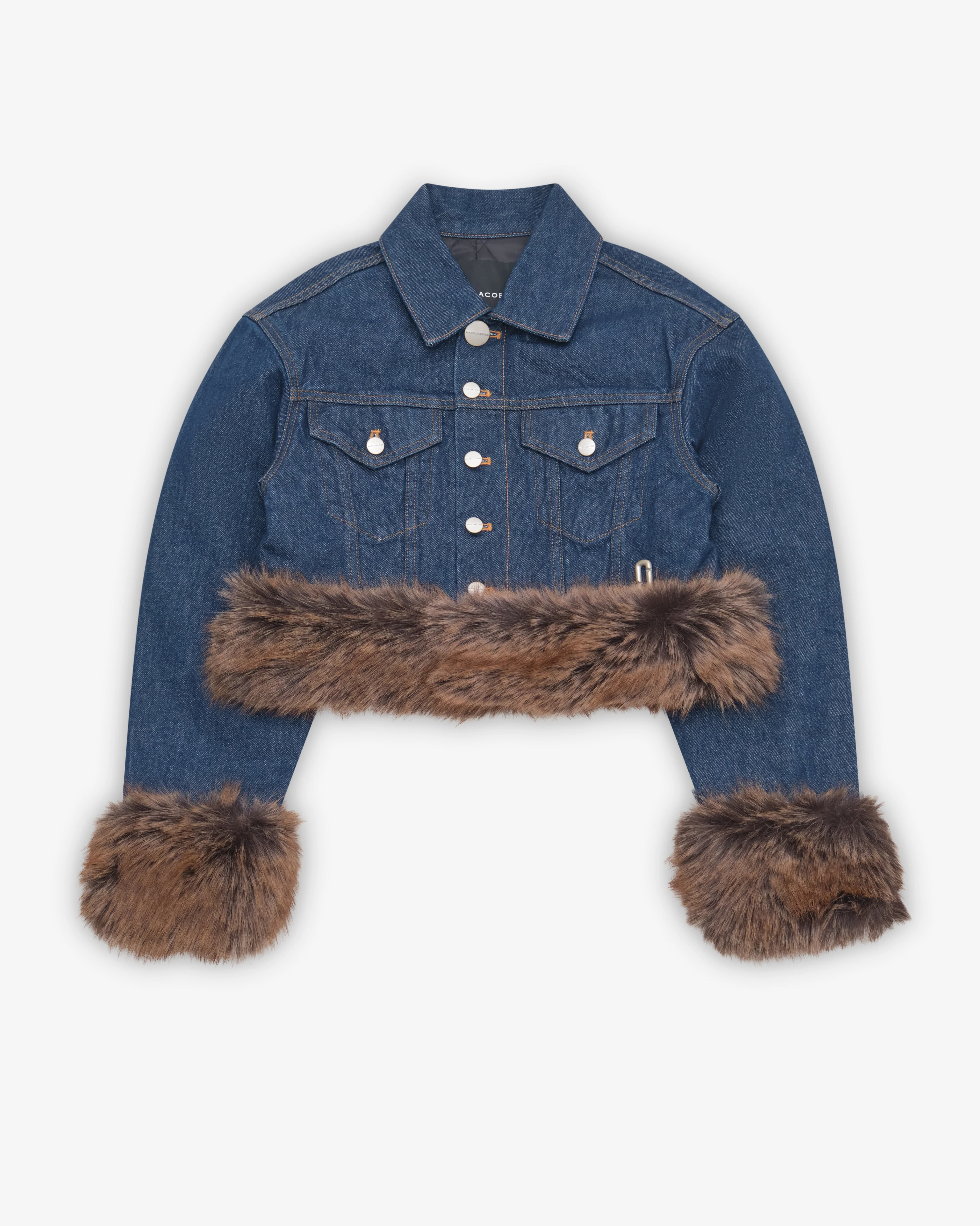 Marc Jacobs - Women's Faux Fur Shrunken Trucker Jacket - (Dark Indigo)