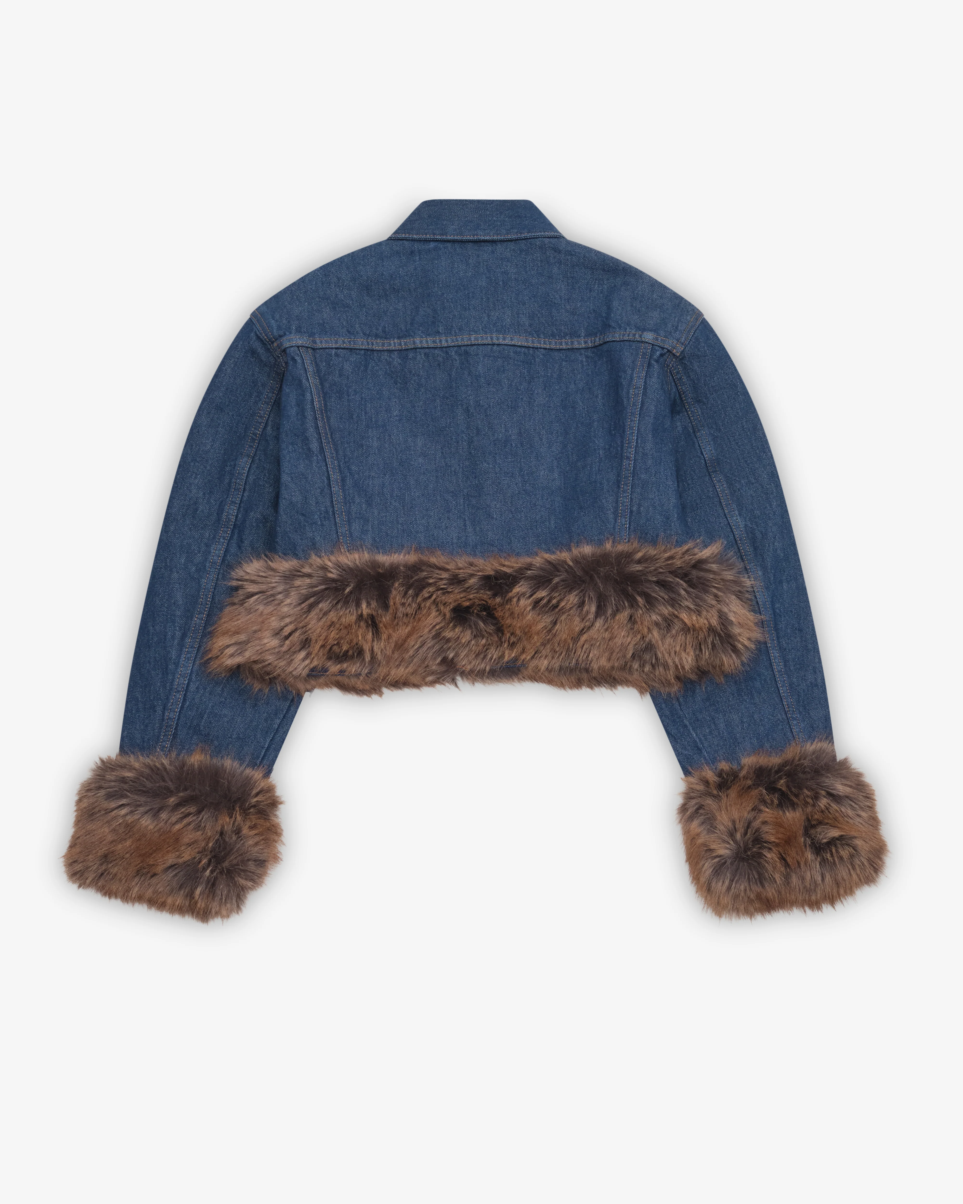 Marc Jacobs - Women's Faux Fur Shrunken Trucker Jacket - (Dark Indigo)
