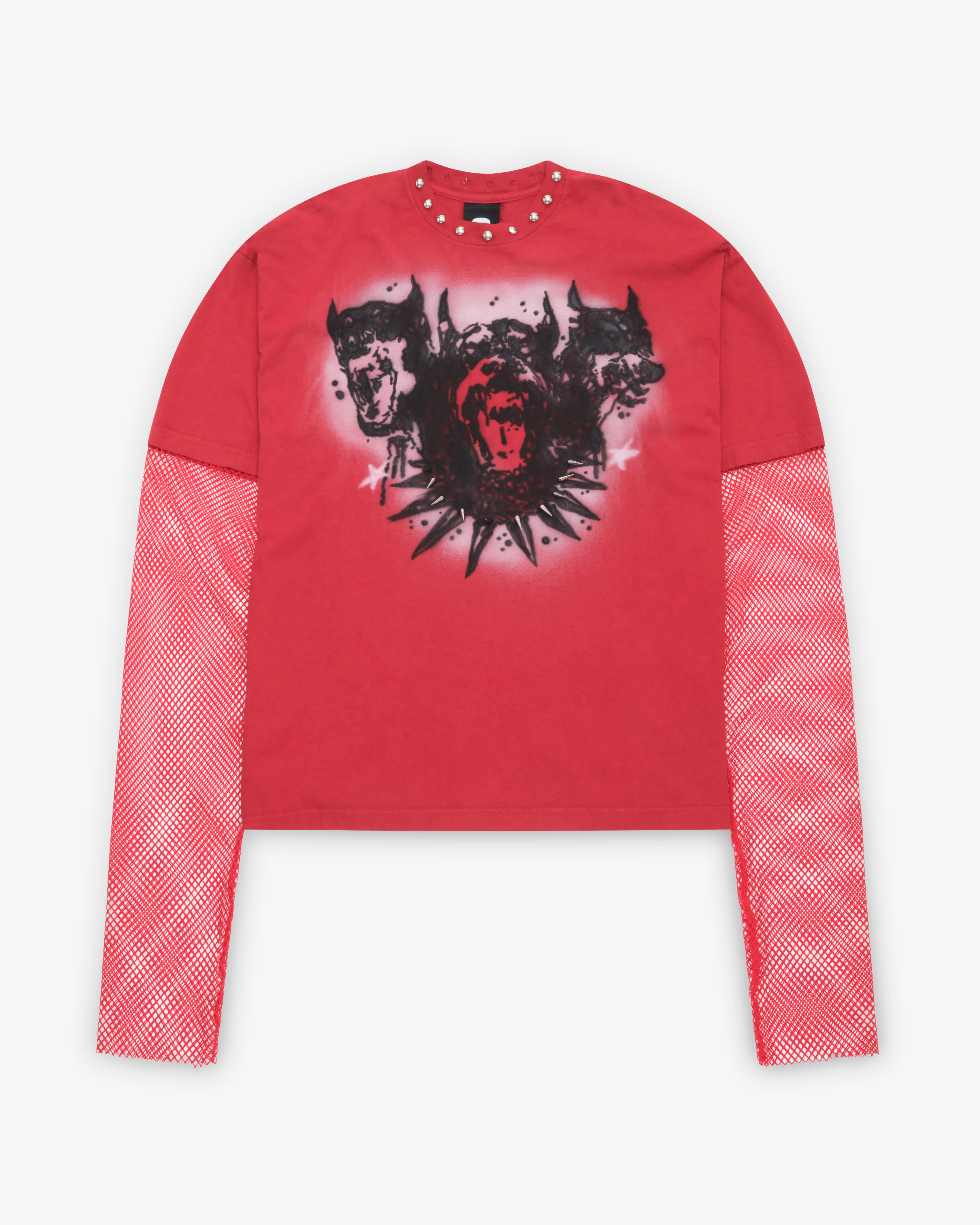 Carolina Sarria - Men's Dog Satellite Bite Long Sleeve T-Shirt - (Red)