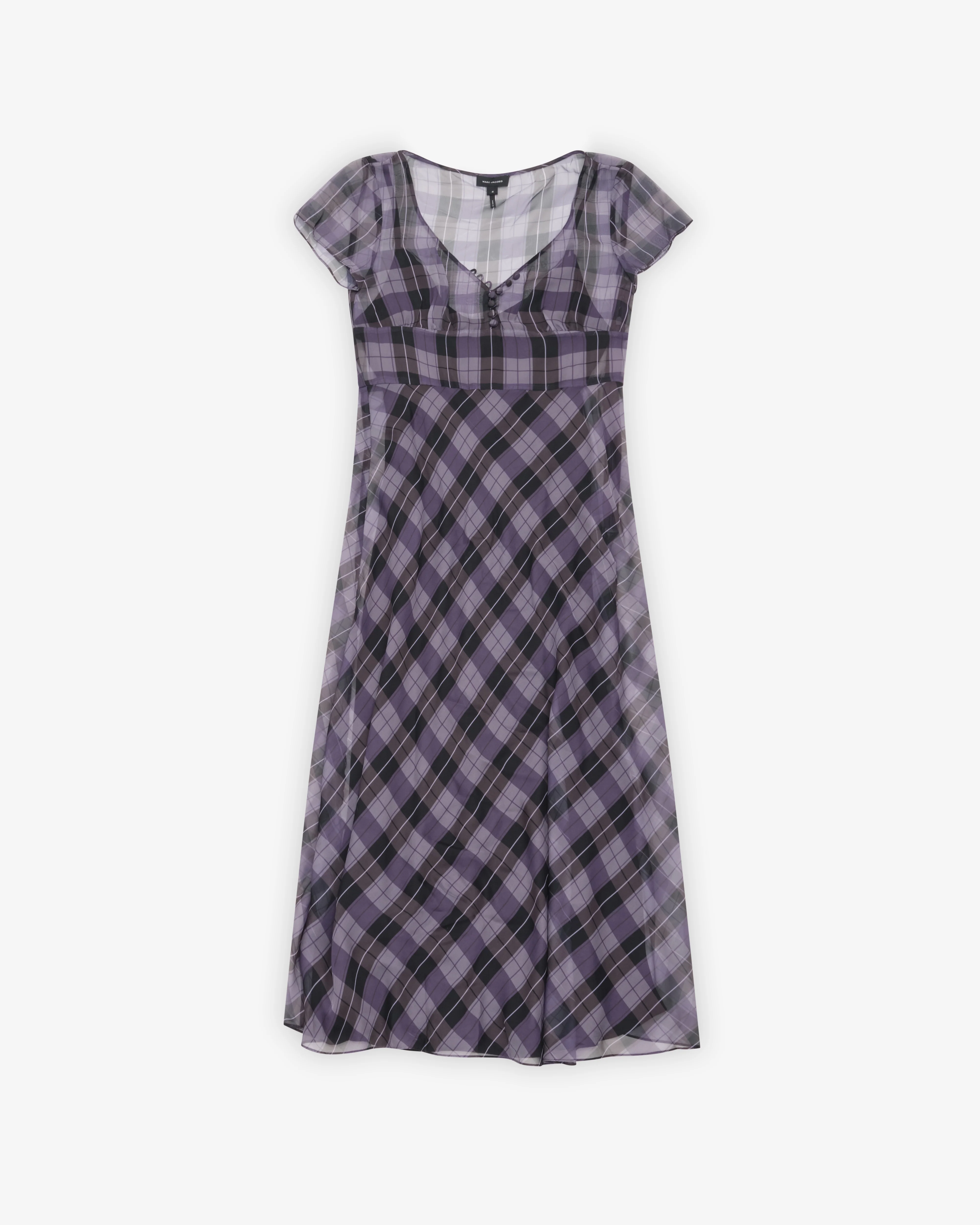 Marc Jacobs - Women's Plaid Chiffon Midi Dress - (Purple)