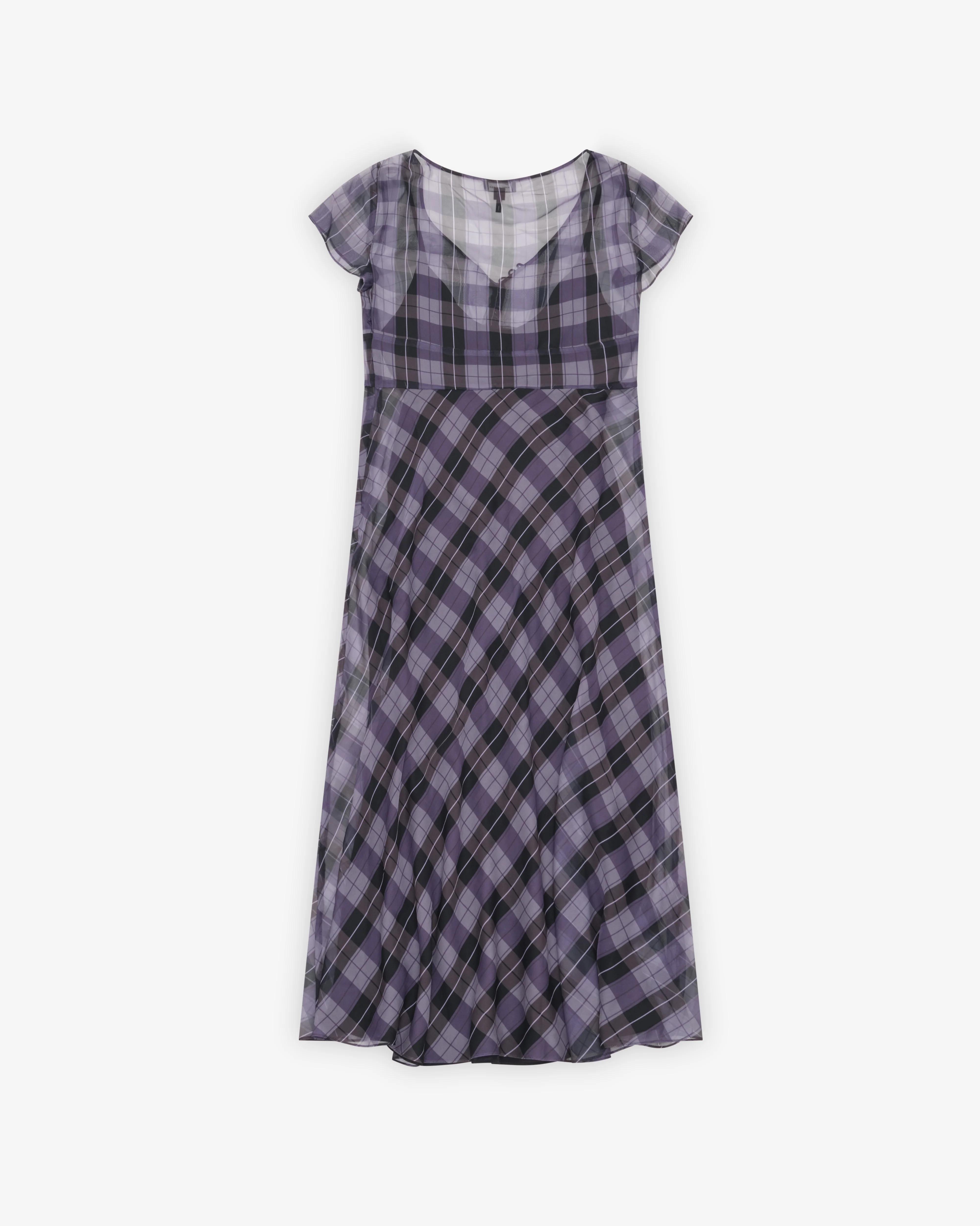 Marc Jacobs - Women's Plaid Chiffon Midi Dress - (Purple)