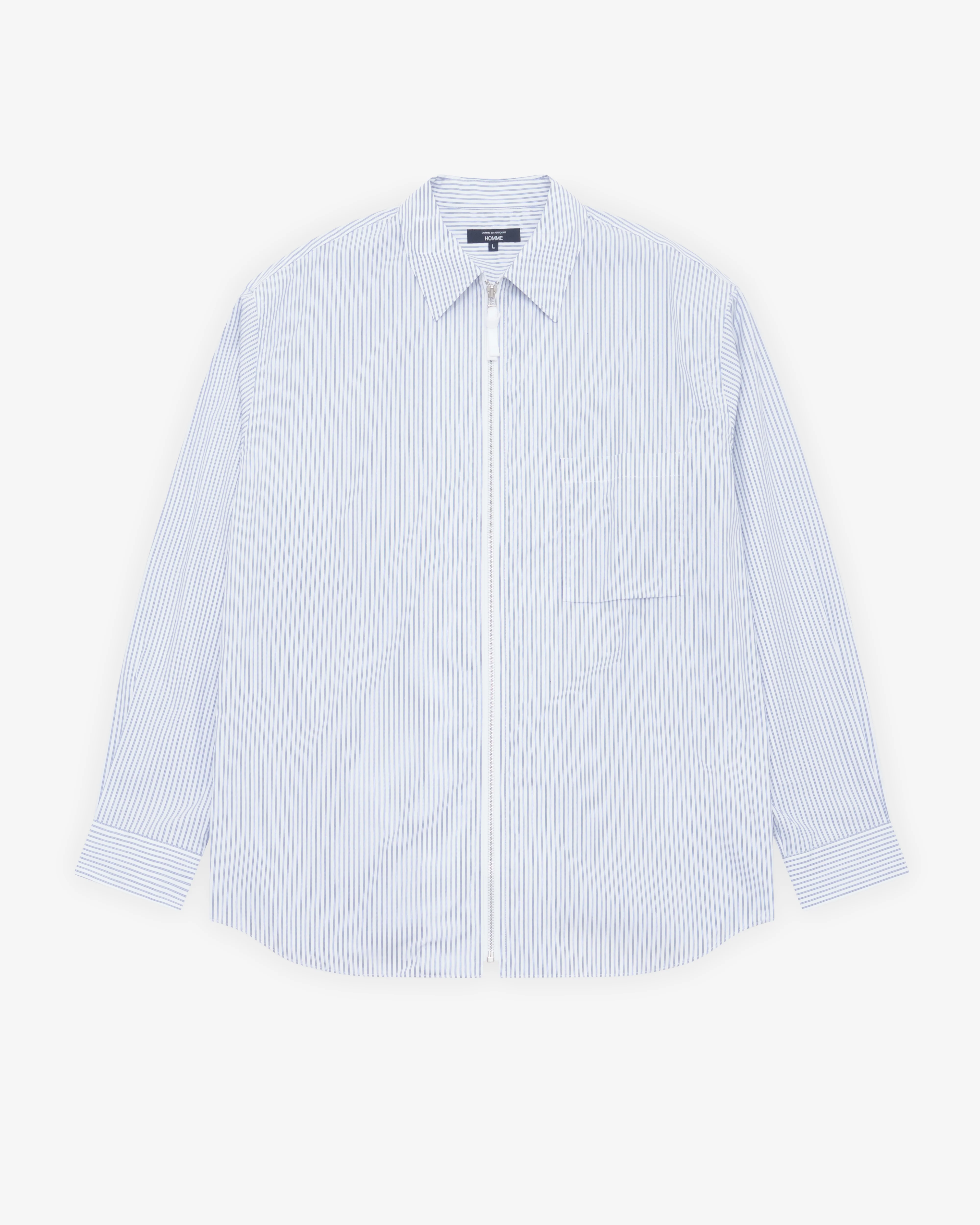 CDG Homme - Men's Zip-Front Shirt - (Navy/White)