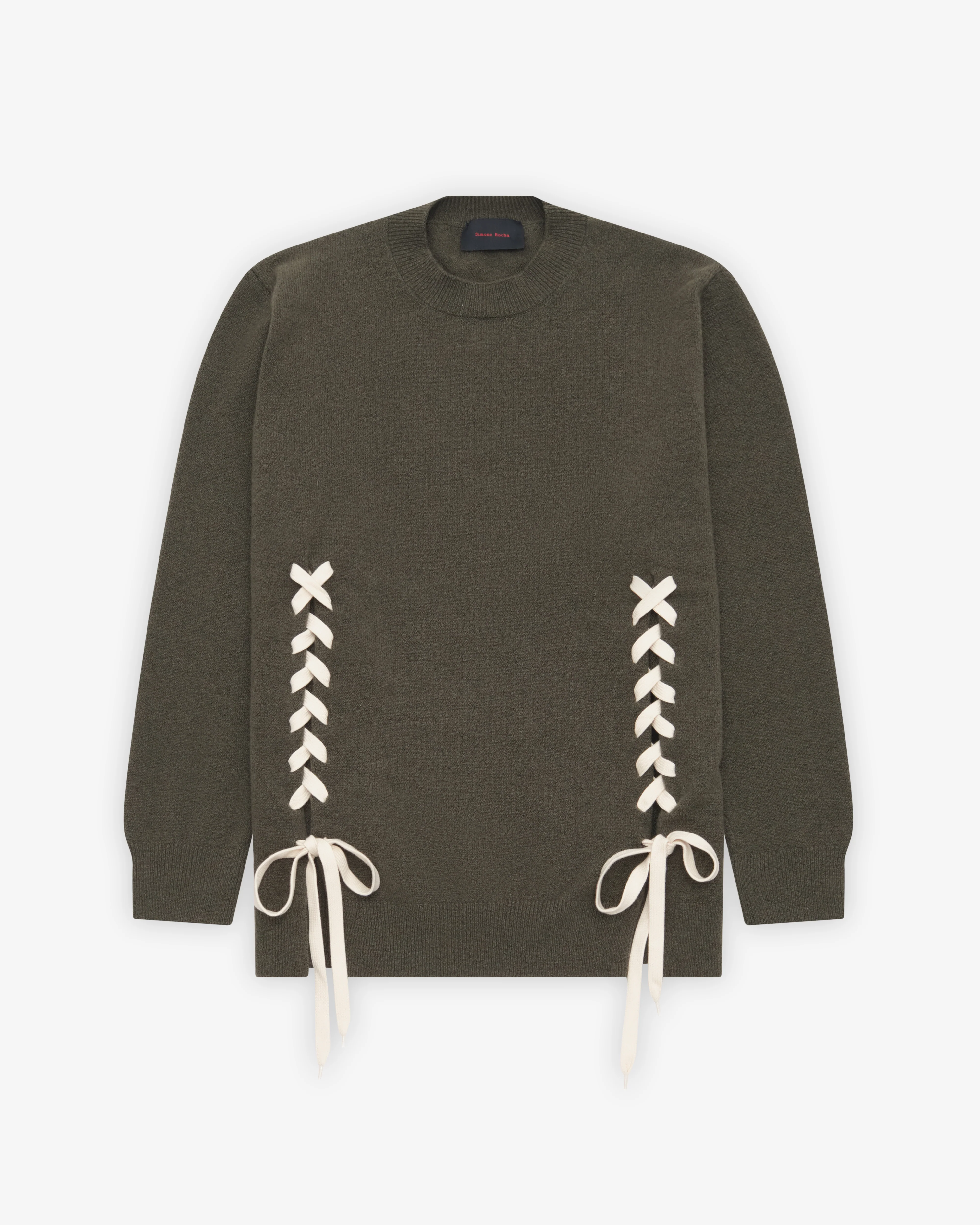 Simone Rocha - Men's Merino Lace Up Hem Jumper - (Khaki)