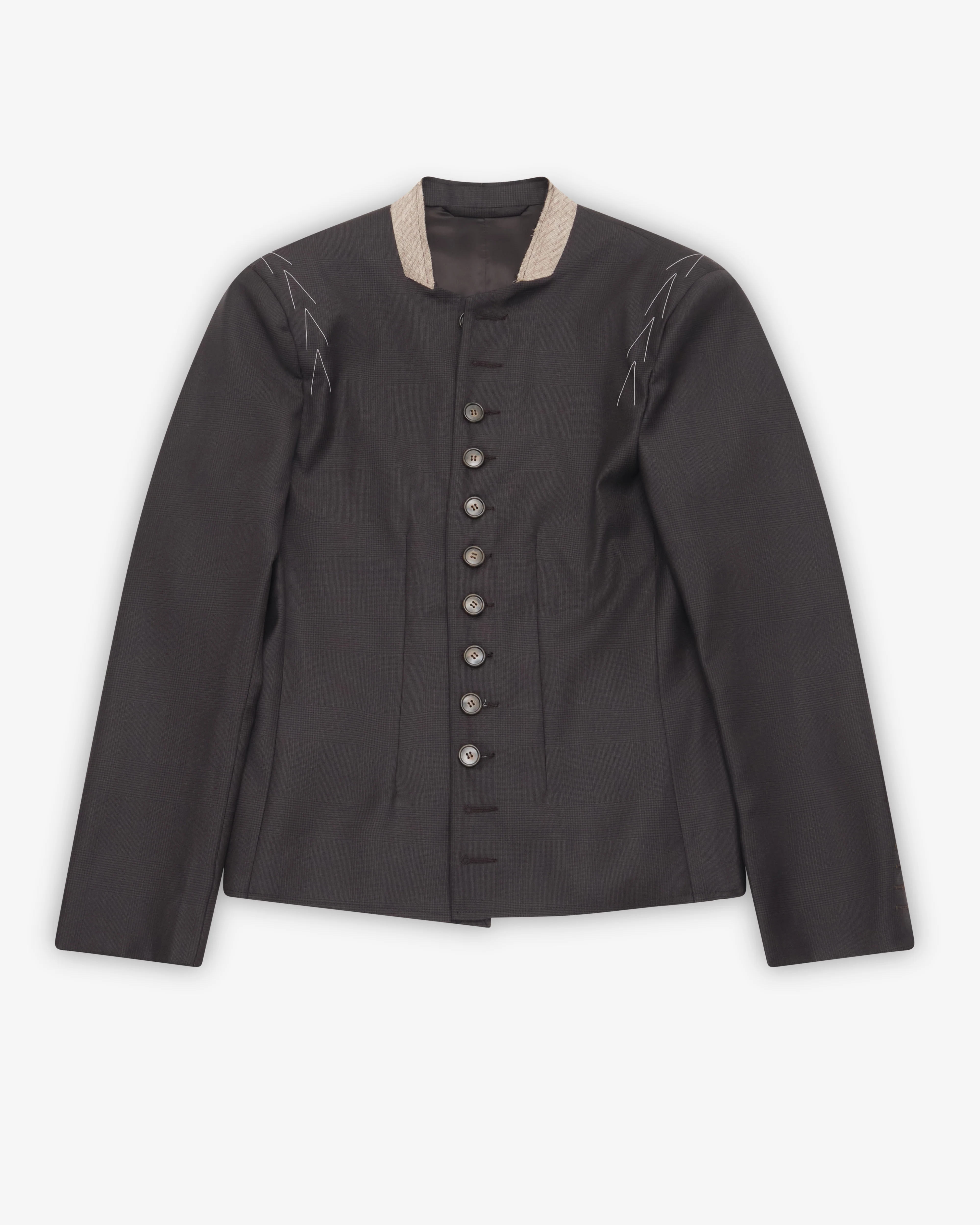 Sonia Carrasco - Women's Nehru Collar Blazer - (Brown)