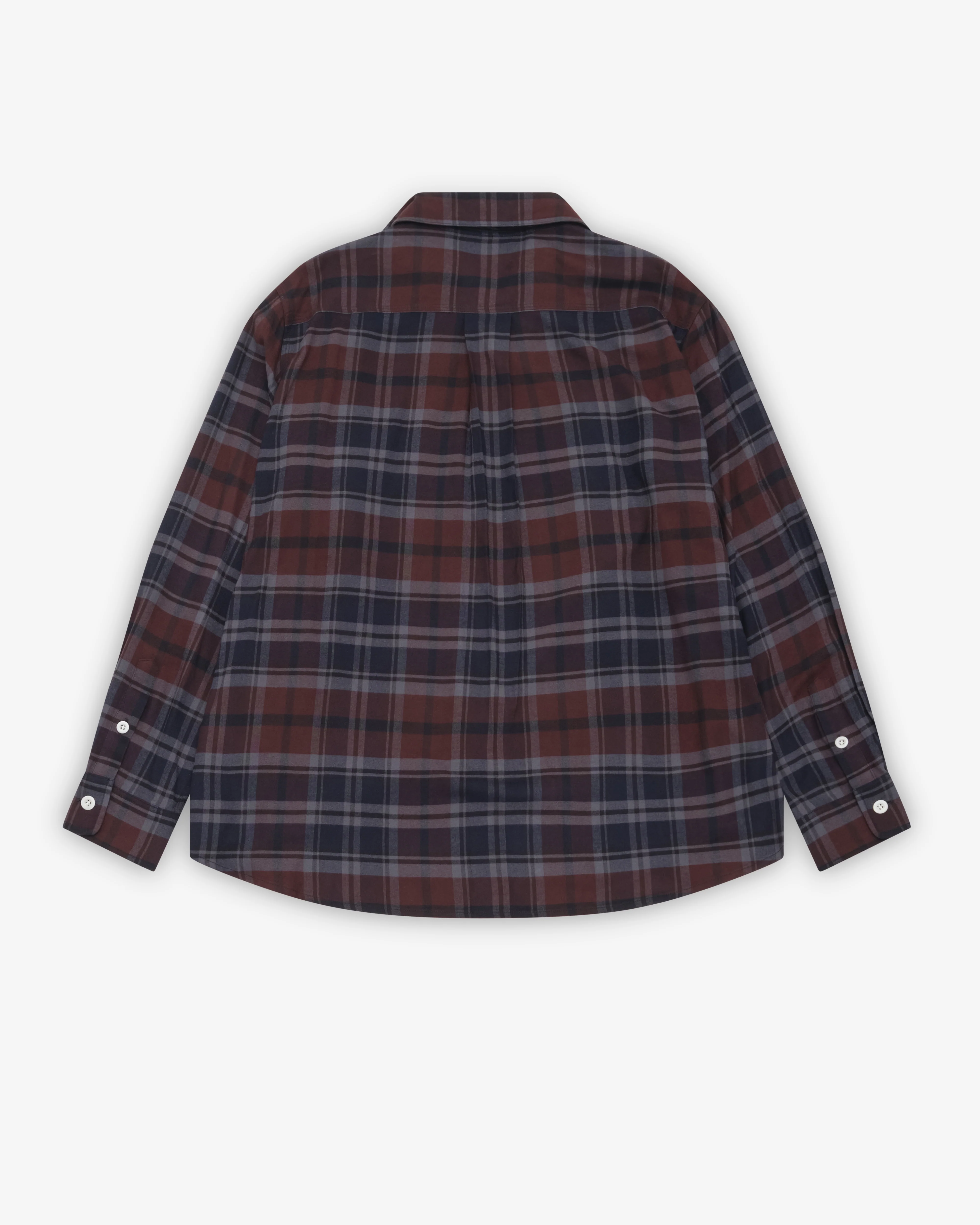 Sacai - Men's Bijou Embroidery Plaid Flannel - (Brown/Navy)