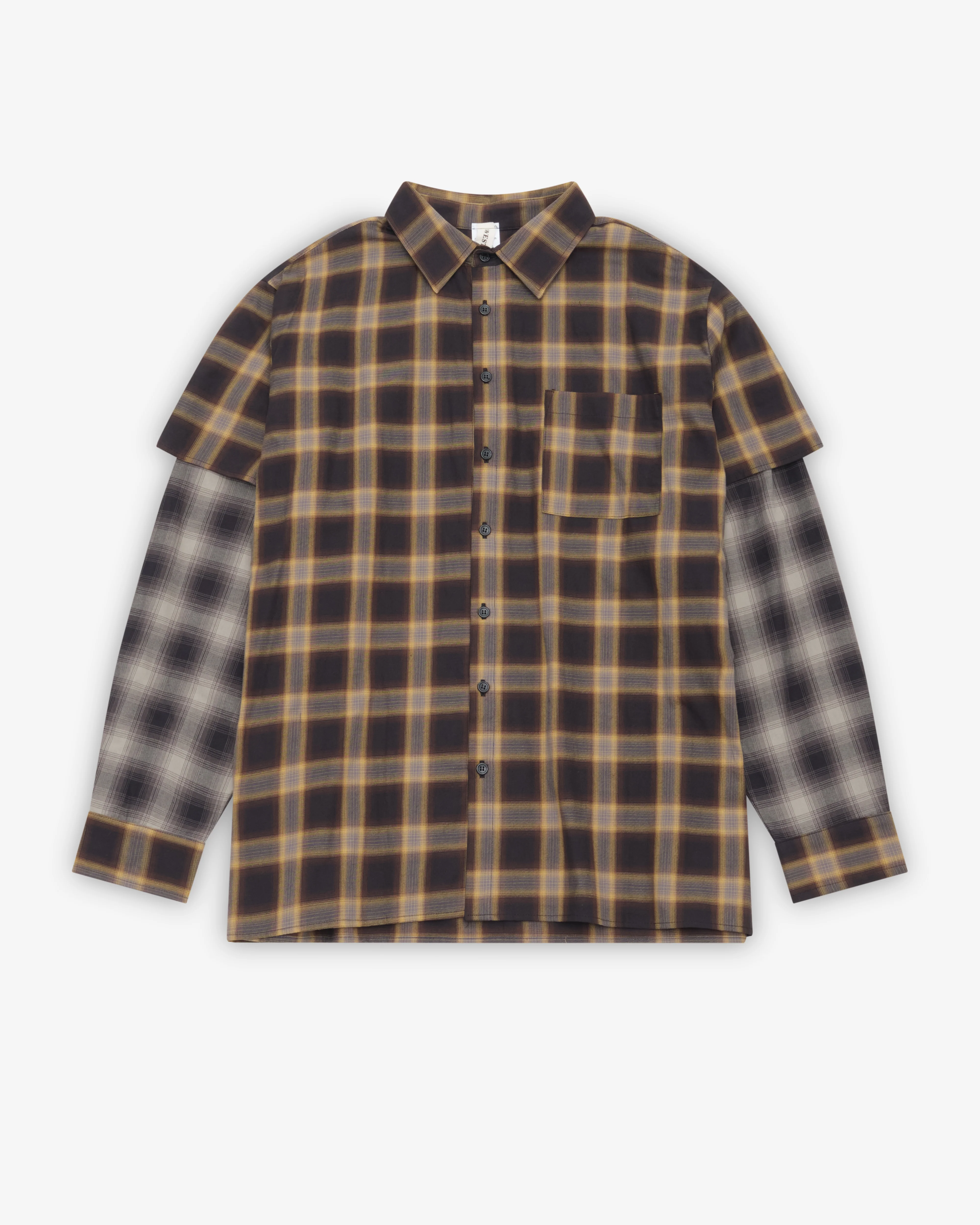 Westfall - Men's Plaid Layered Shirt - (Brown)