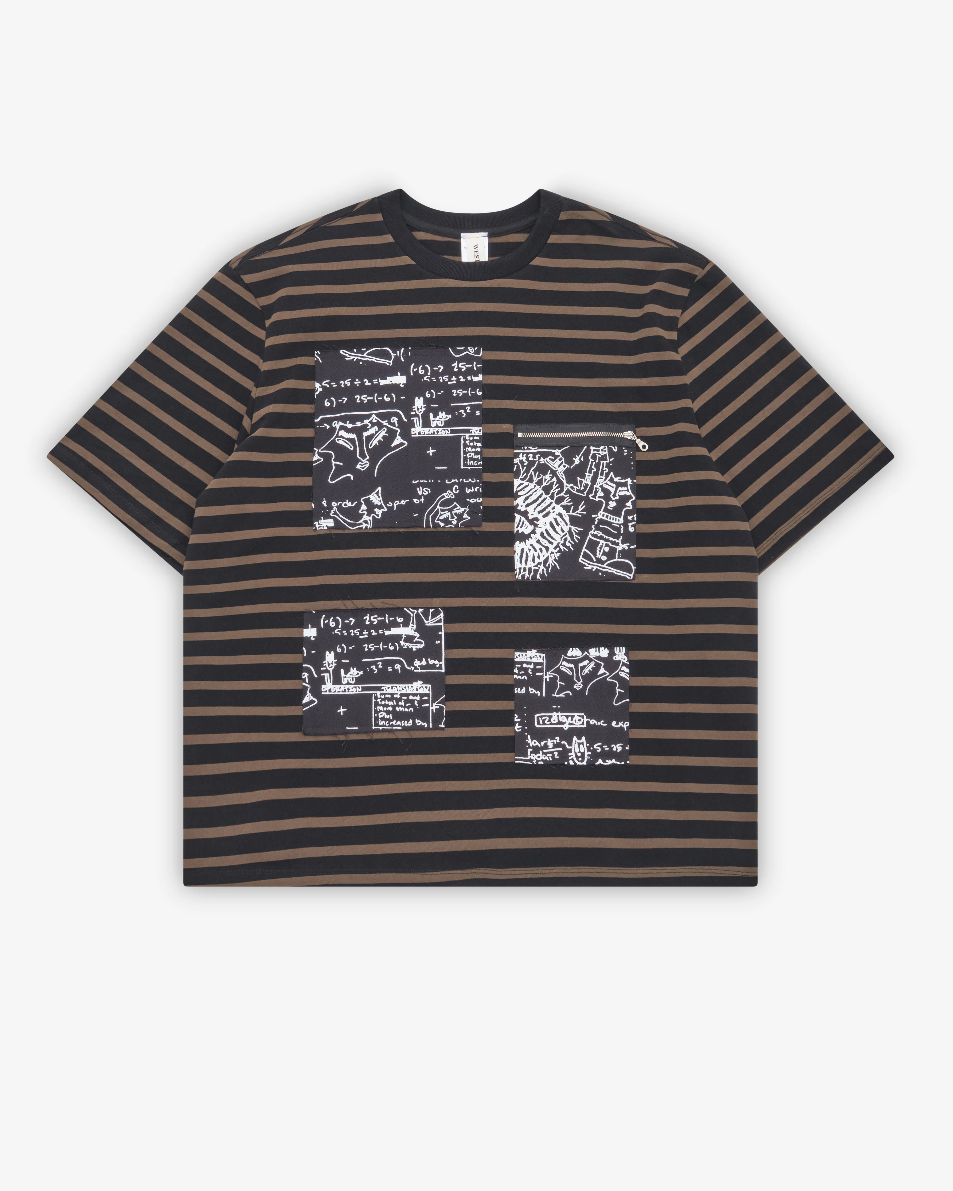 Westfall - Men's Striped Patch T-Shirt - (Black/Brown)