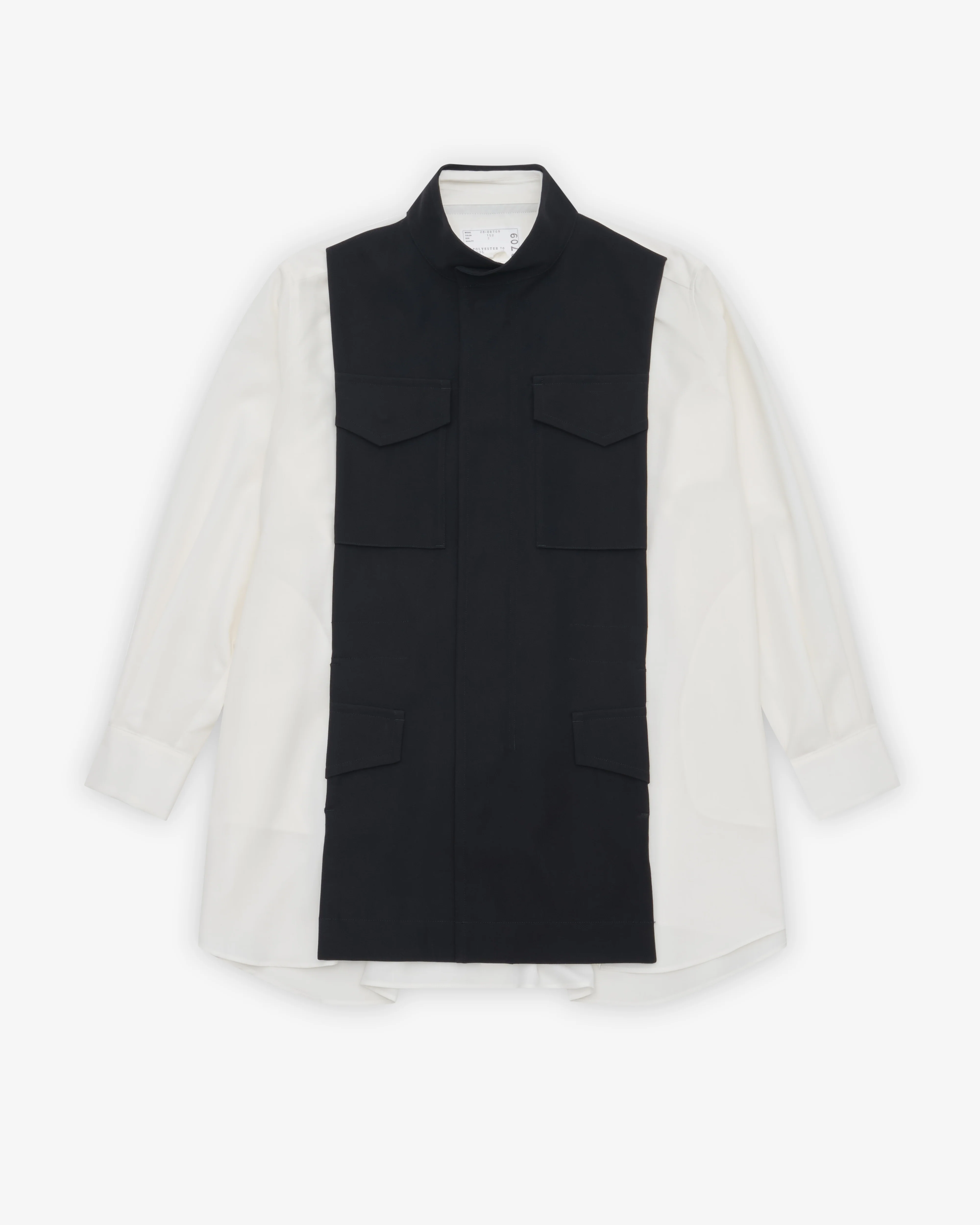 Sacai - Women's Suiting x Crepe Satin Shirt - (Off White)
