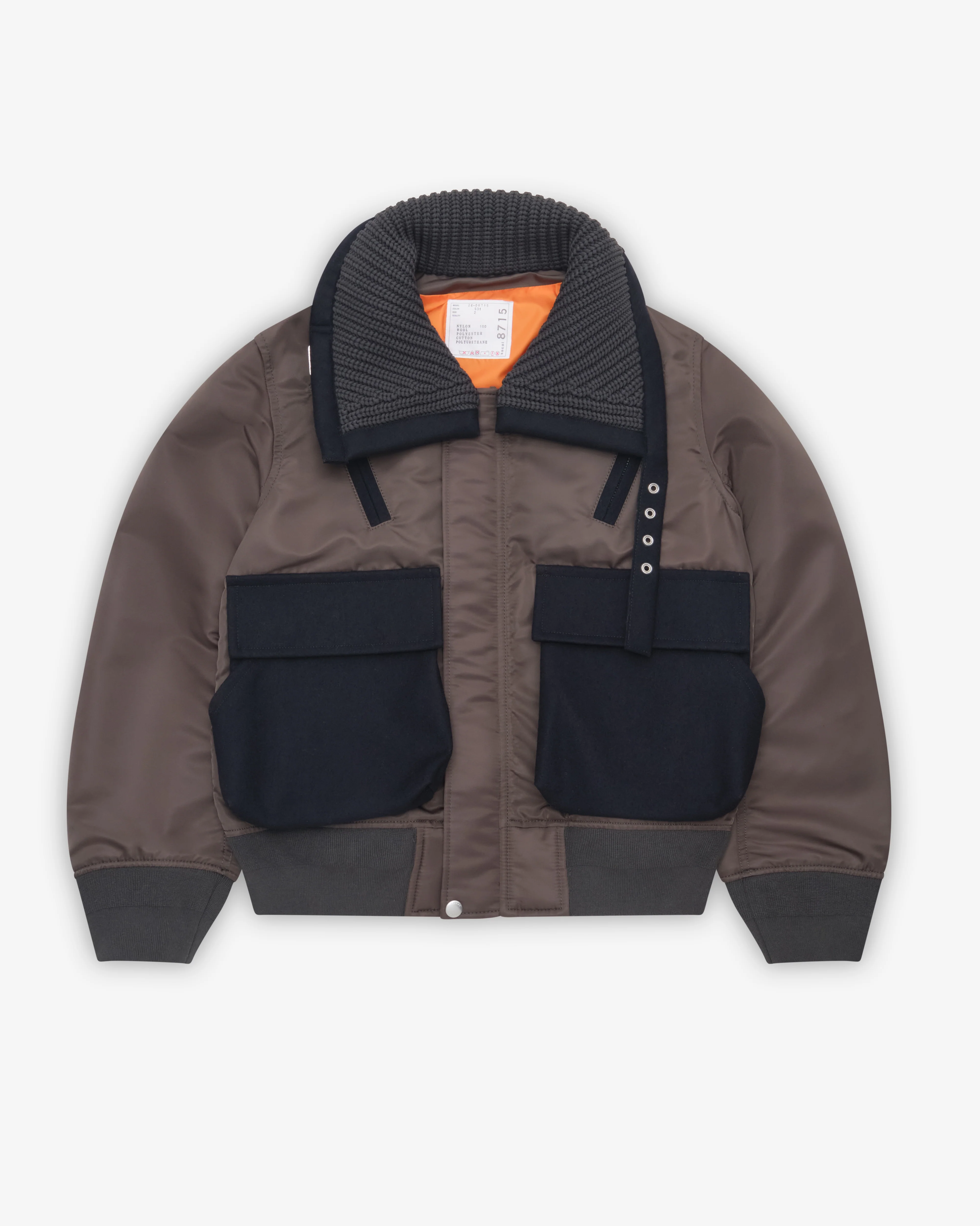 Sacai - Women's Nylon Twill Wool Melton Blouson - (Dark Khaki)