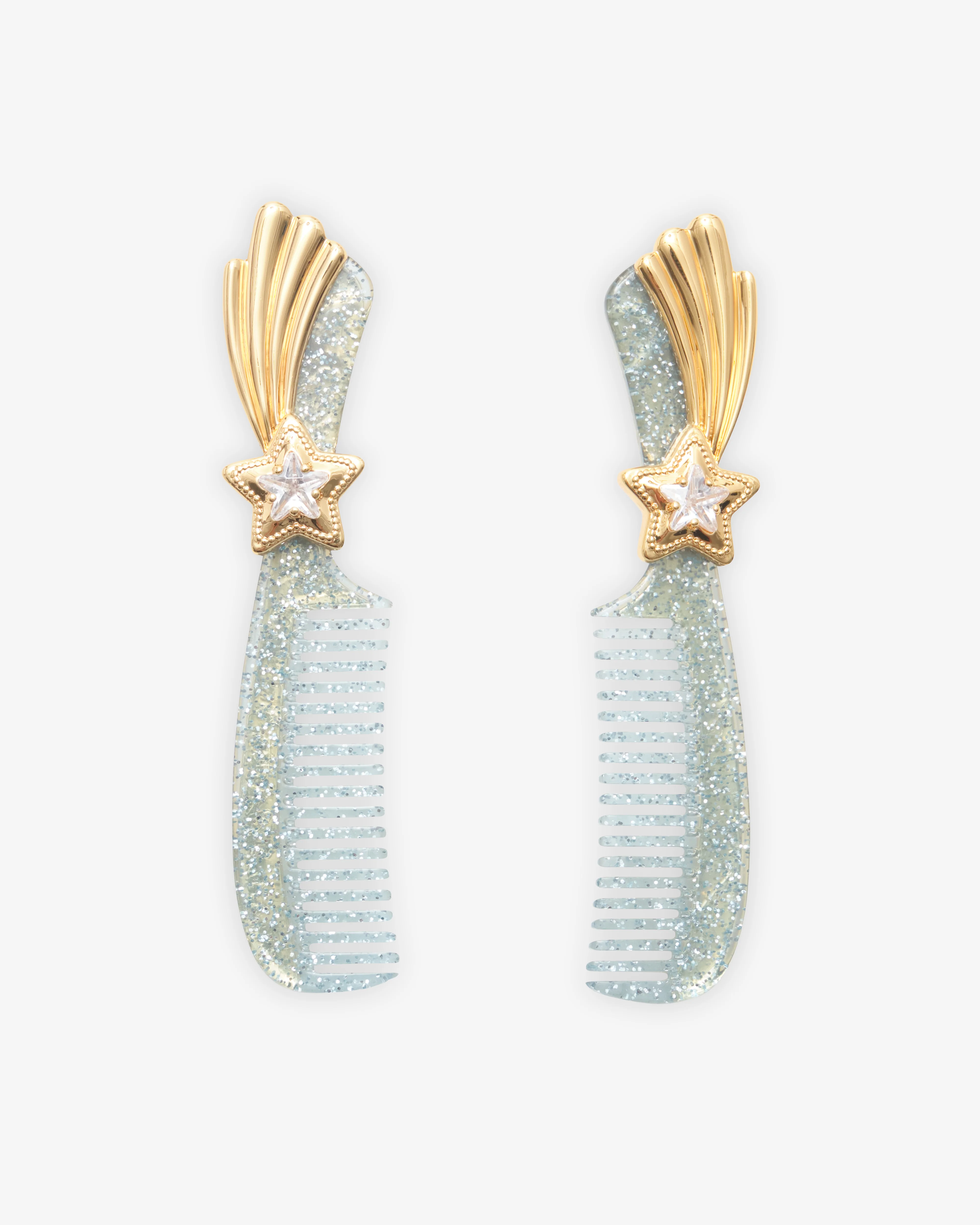 Ashley Williams - Women's Shooting Star Comb Earrings - (Blue Glitter)