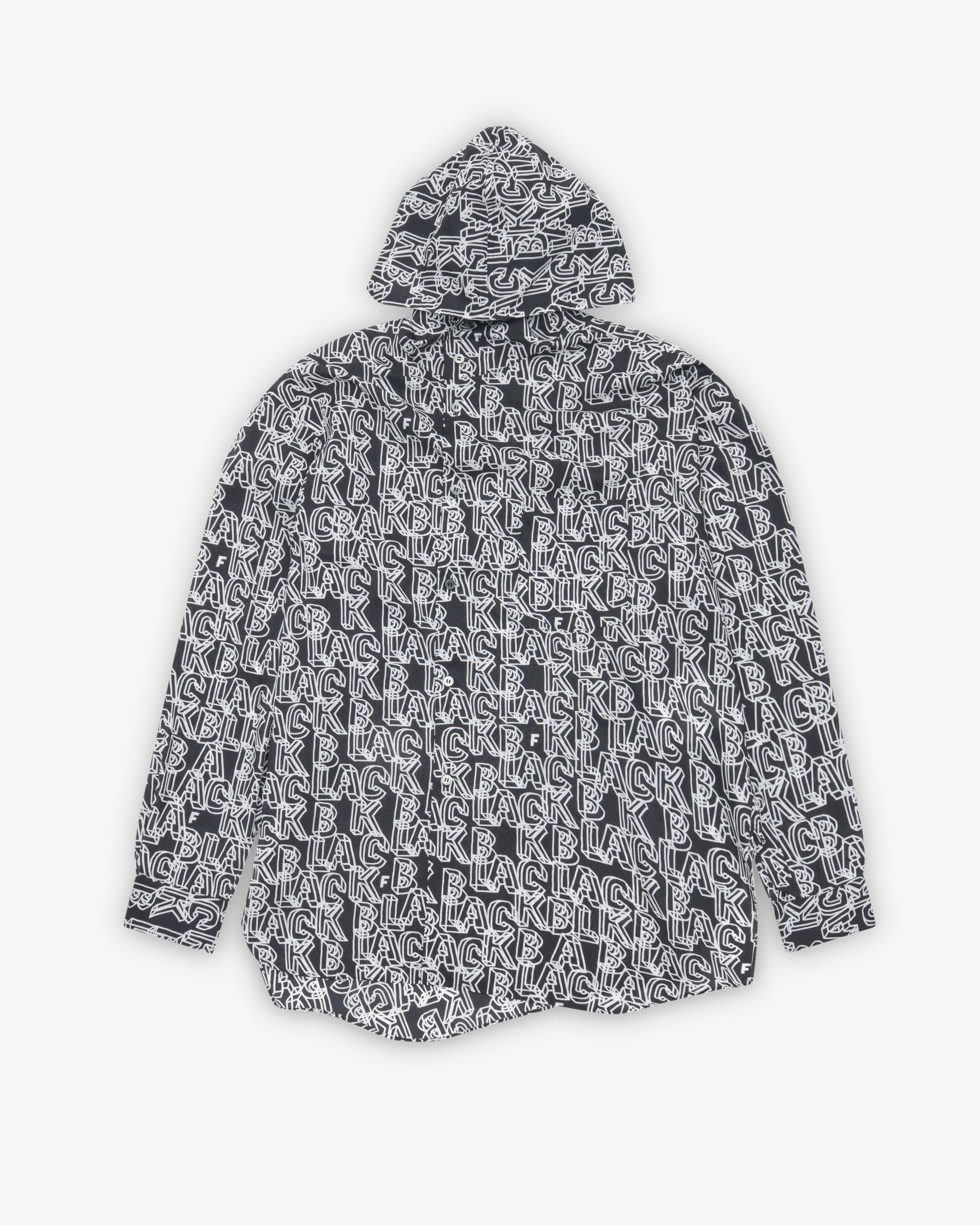 Black Comme des Garçons - All-Over Logo Hoodie - (Black/White)