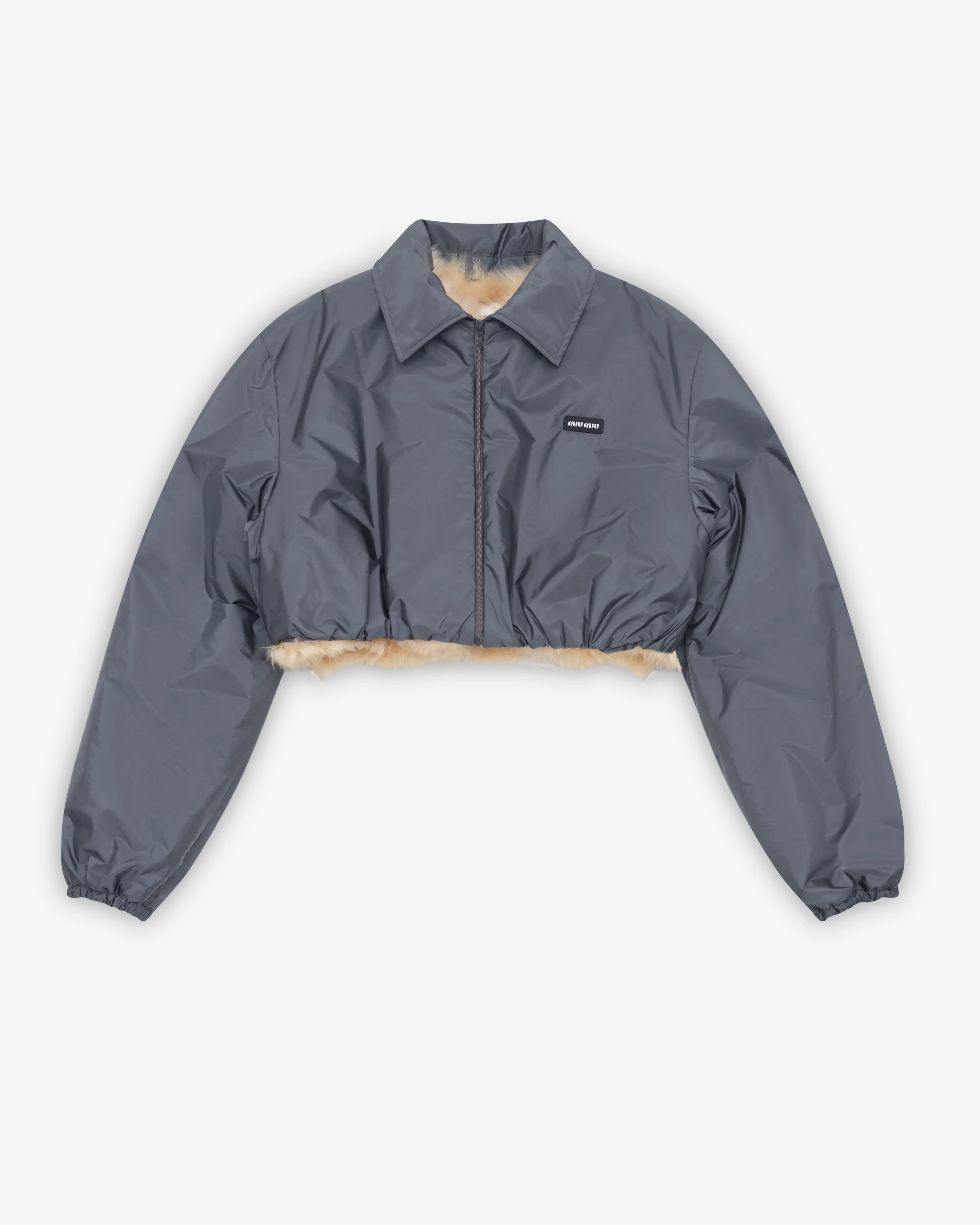 Miu Miu - Women's Technical Fabric and Shearling Blouson Jacket - (Hematite)