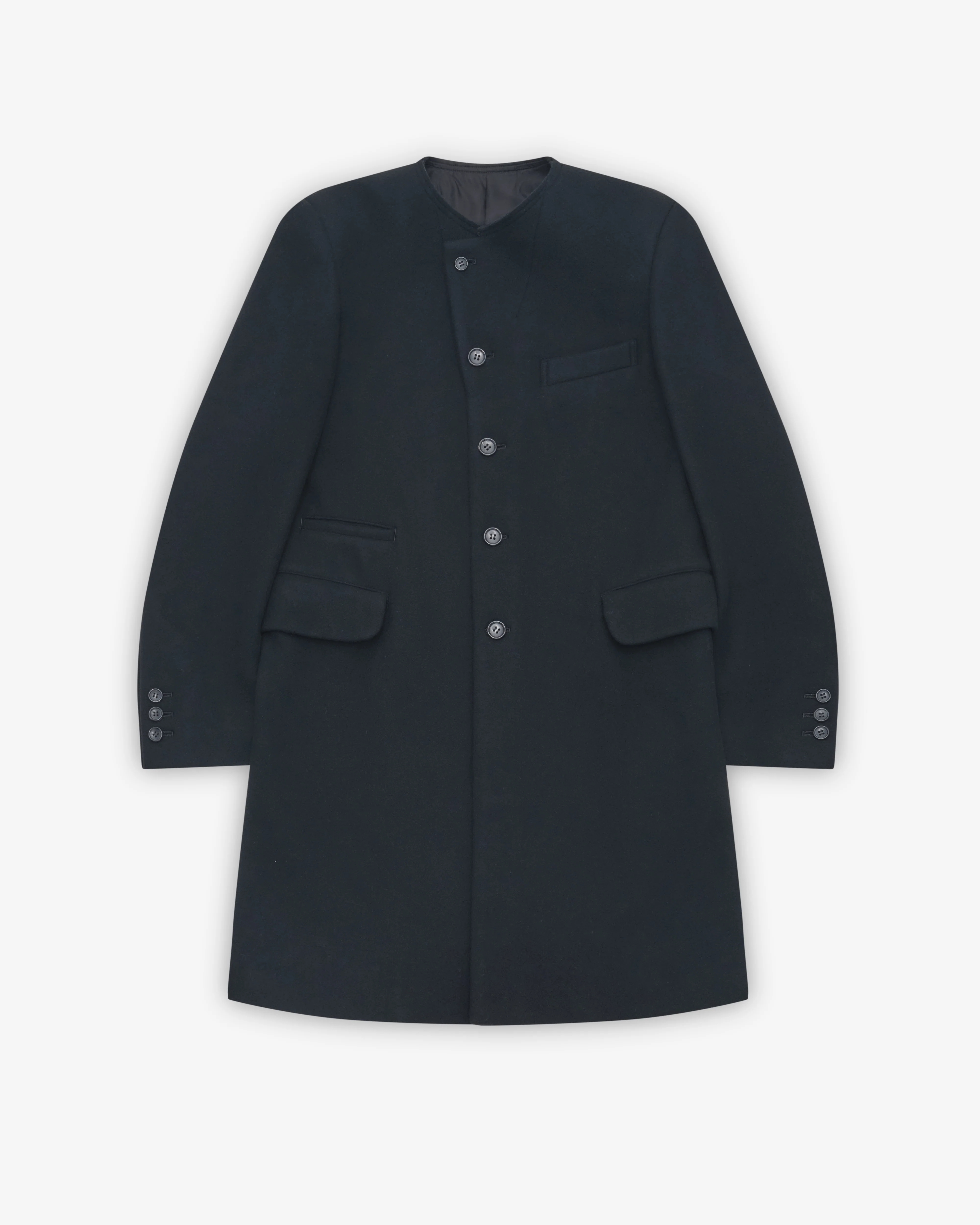 Black Comme des Garçons - Collarless Overcoat - (Black)