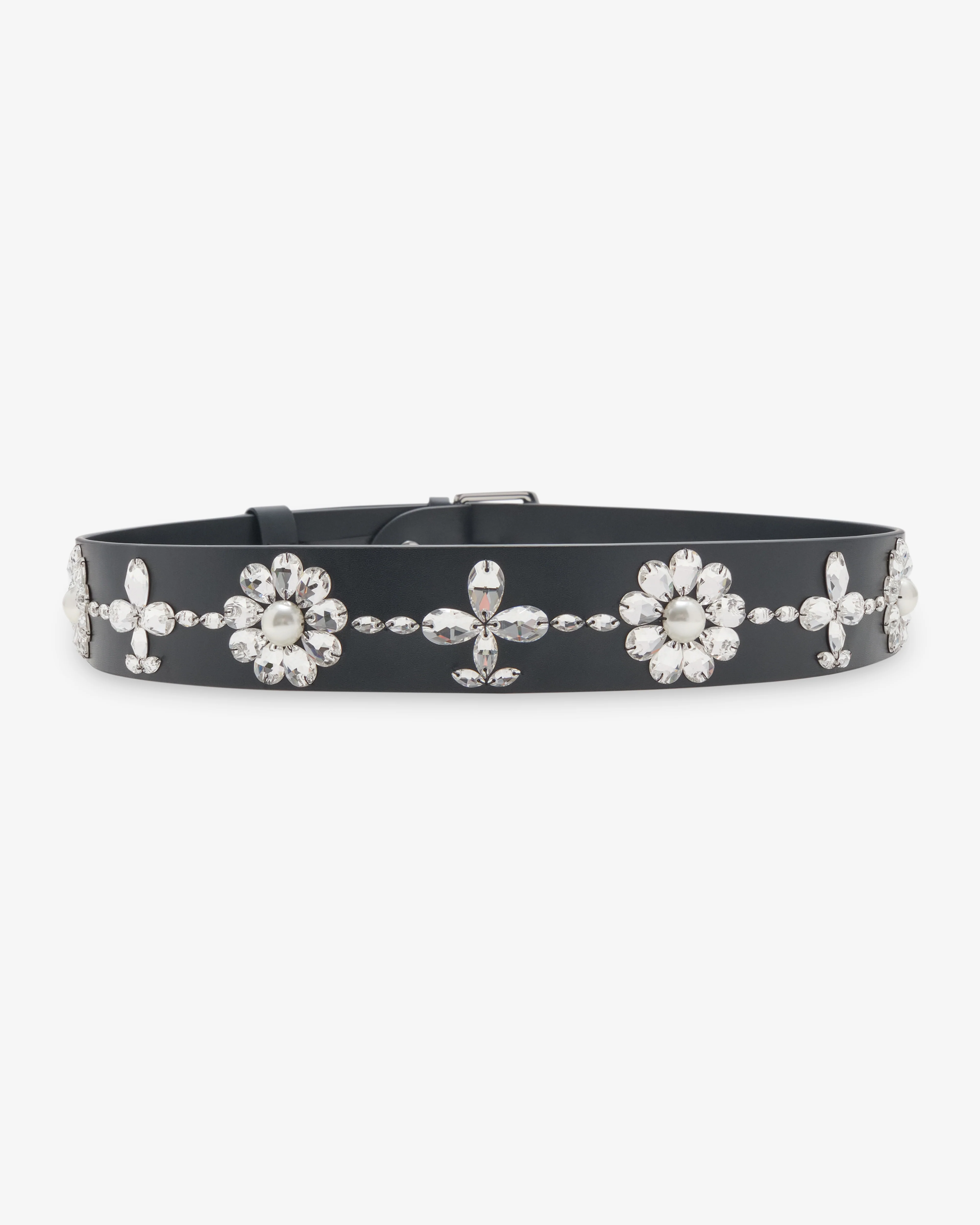 Simone Rocha - Men's Embellished Leather Belt - (Black/Pearl)