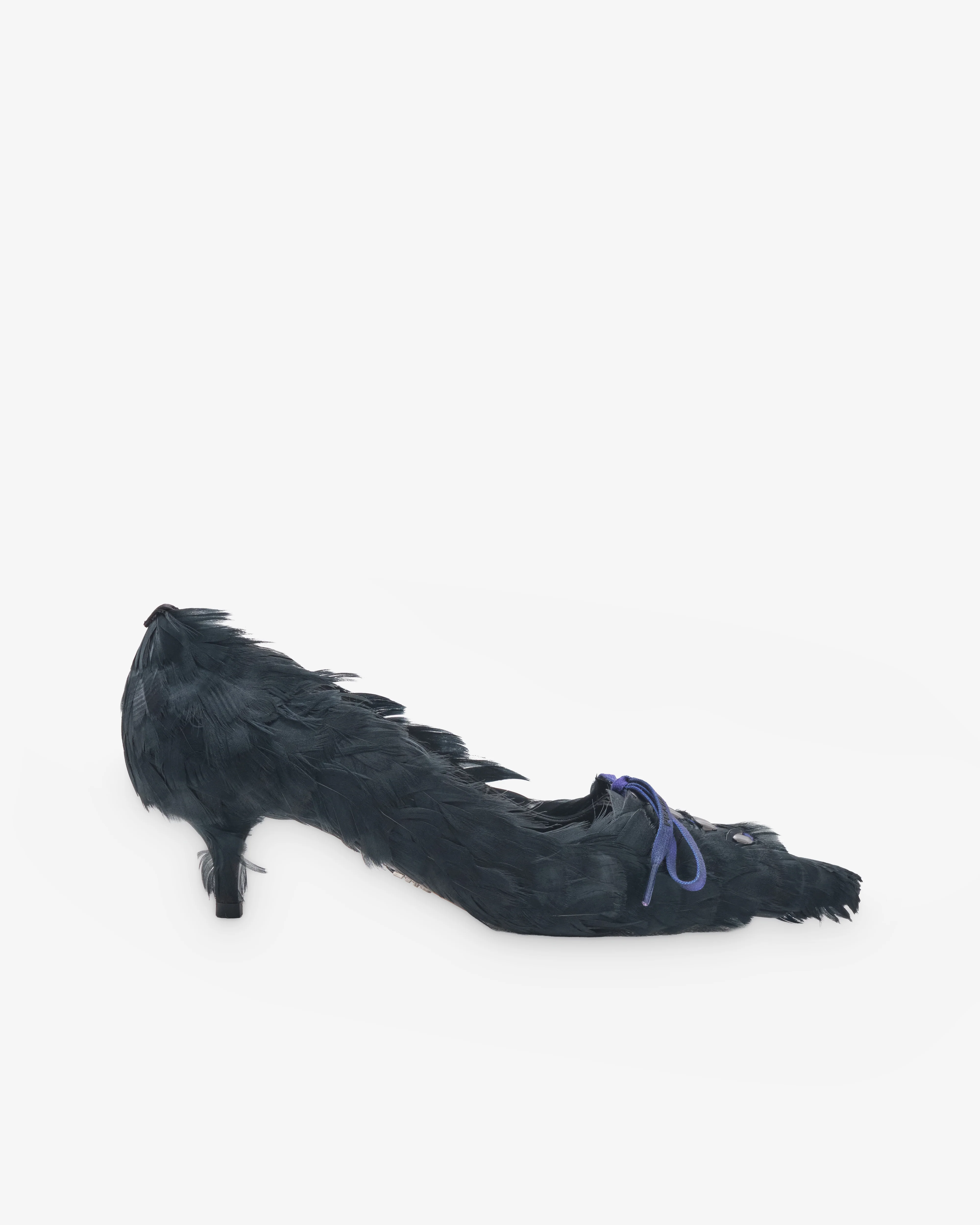 Prada - Women's Feather-Embellished Satin Pumps - (Black)